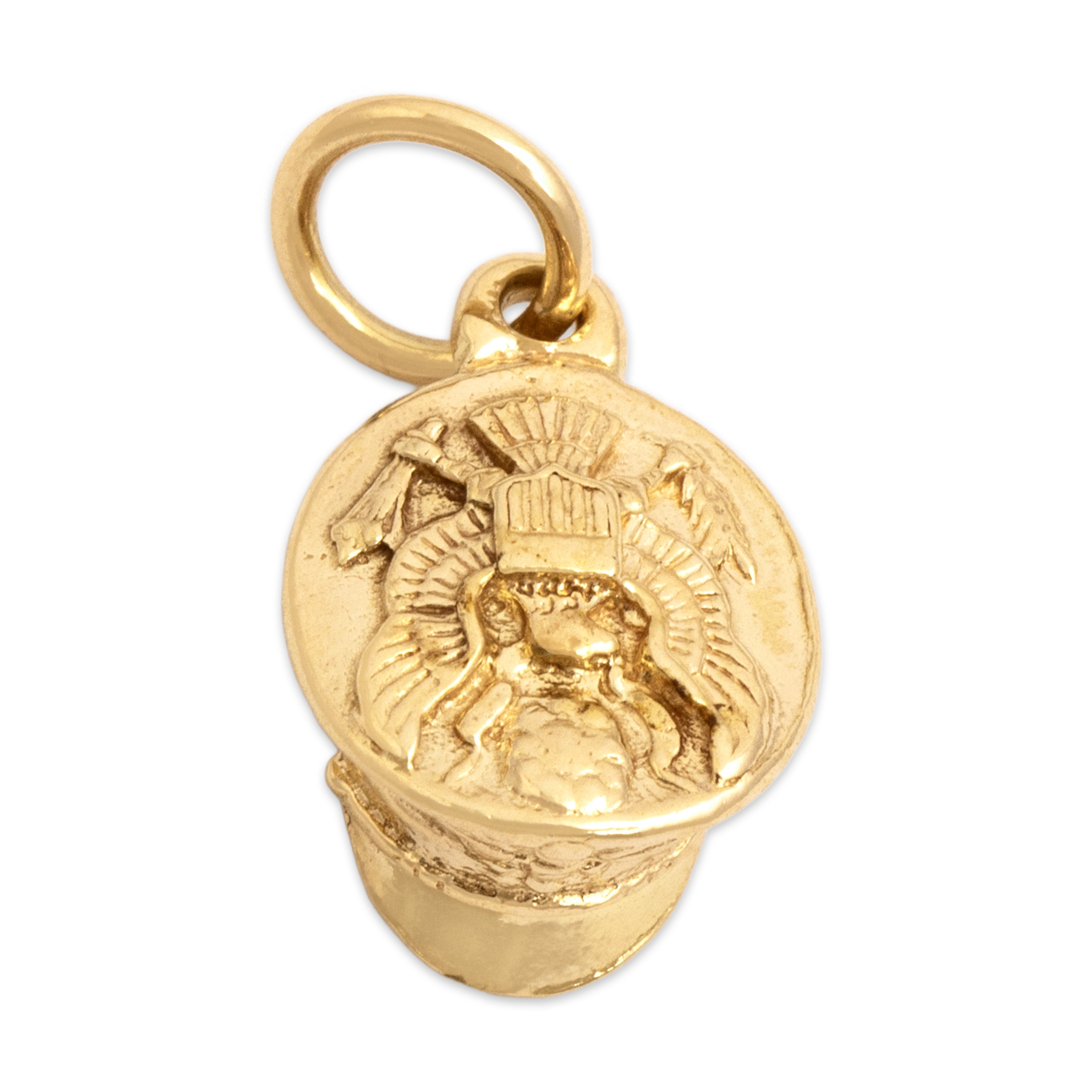 Vintage Small 14k Yellow Gold Eagle Detail Police Hat Charm / Pendant