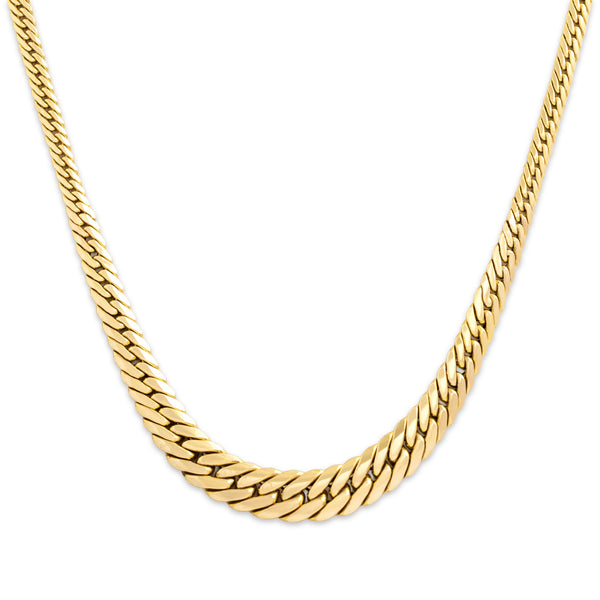 Vintage Italian 14k Yellow Gold Chic Graduating Curb Chain Necklace 17.25