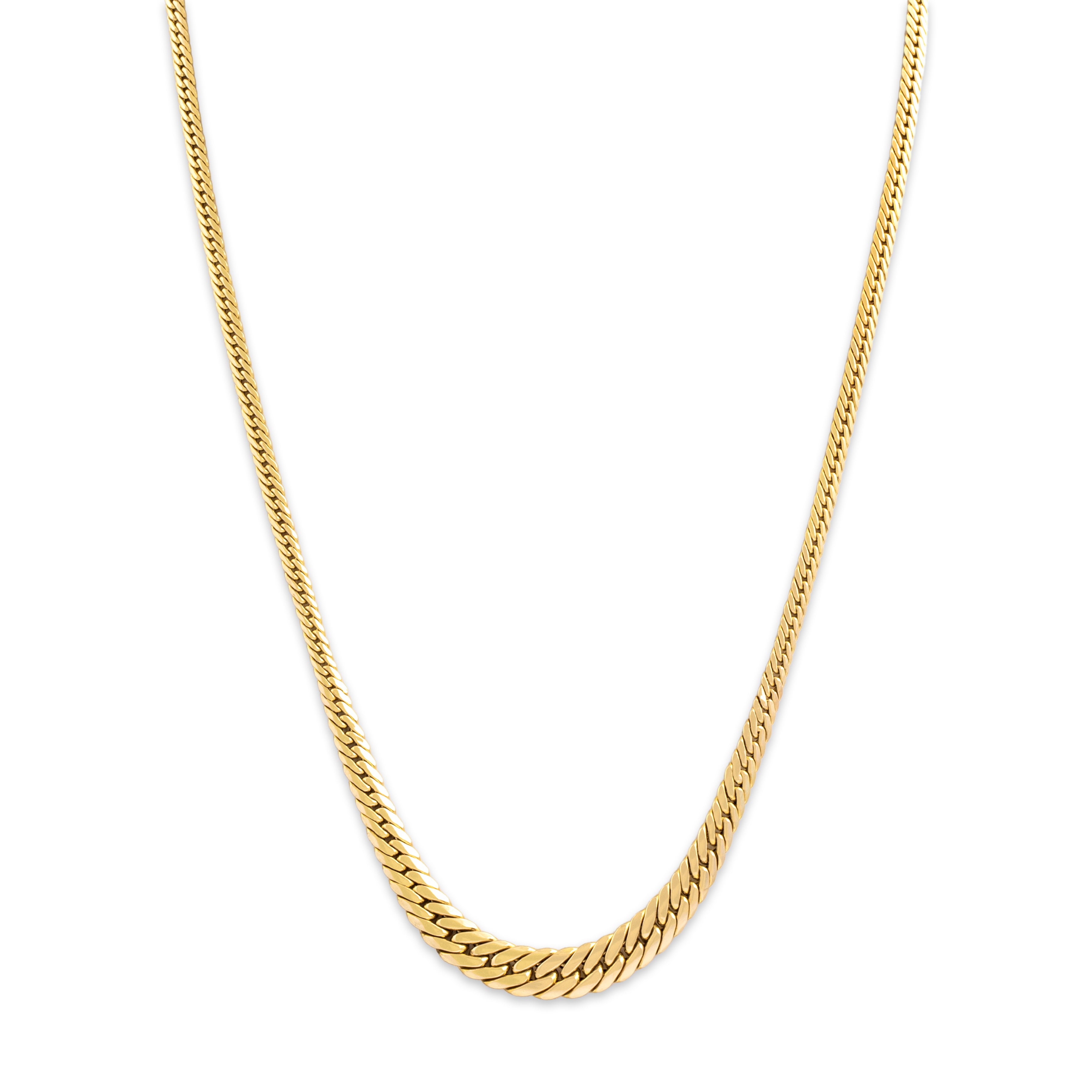 Vintage Italian 14k Yellow Gold Chic Graduating Curb Chain Necklace 17.25
