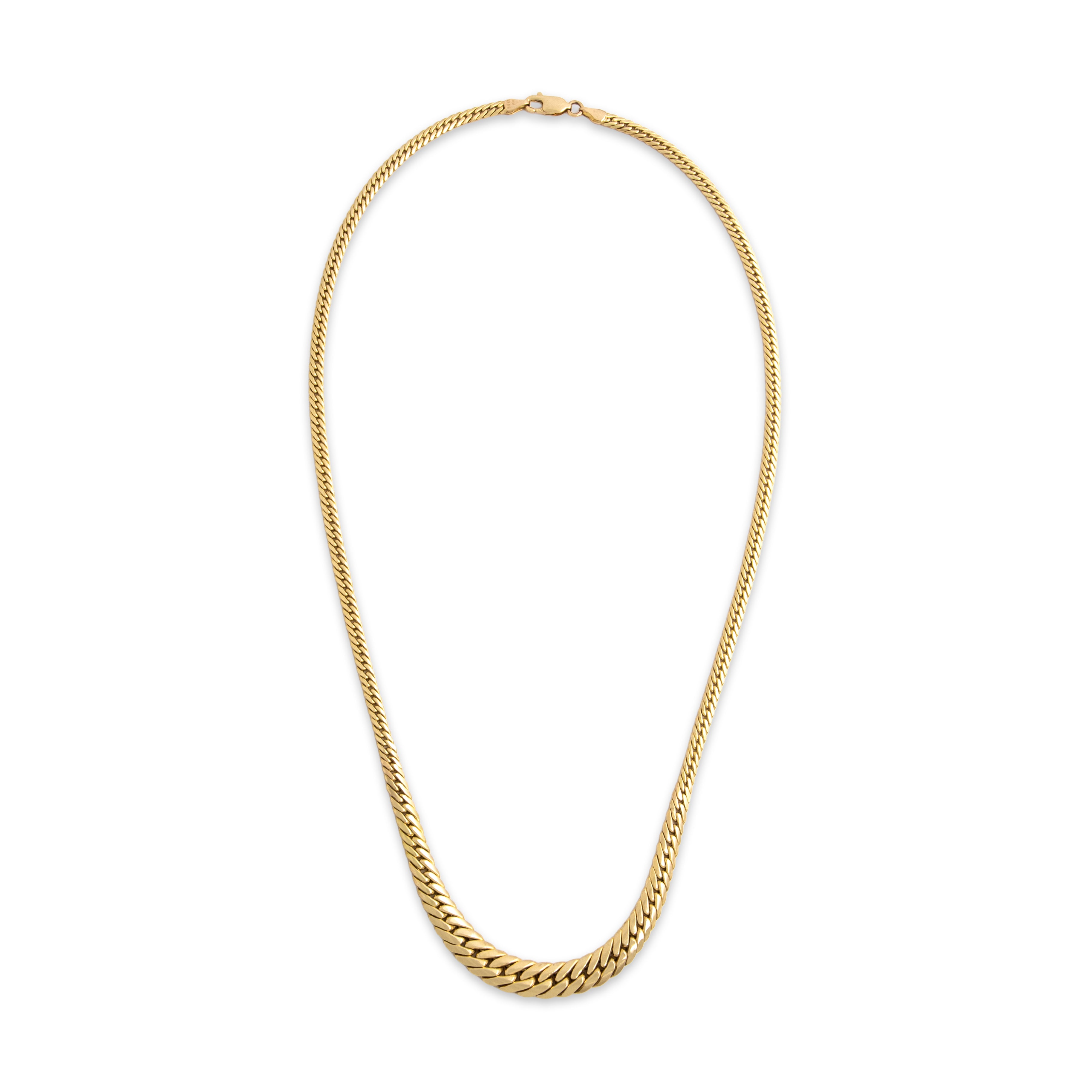 Vintage Italian 14k Yellow Gold Chic Graduating Curb Chain Necklace 17.25
