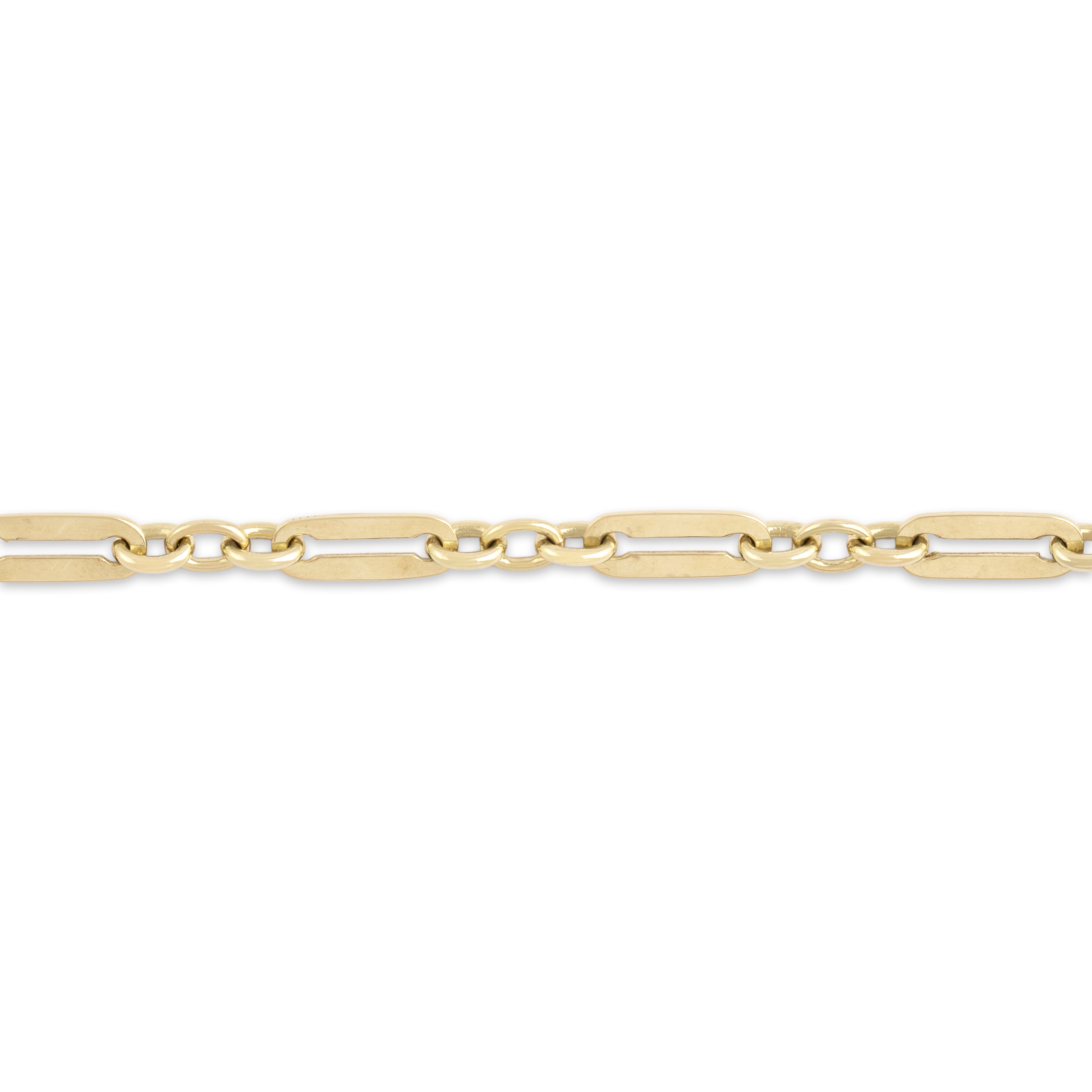 Vintage 14k Yellow Gold Chic Elongated Flat Alternating Link Bracelet - detail view #1
