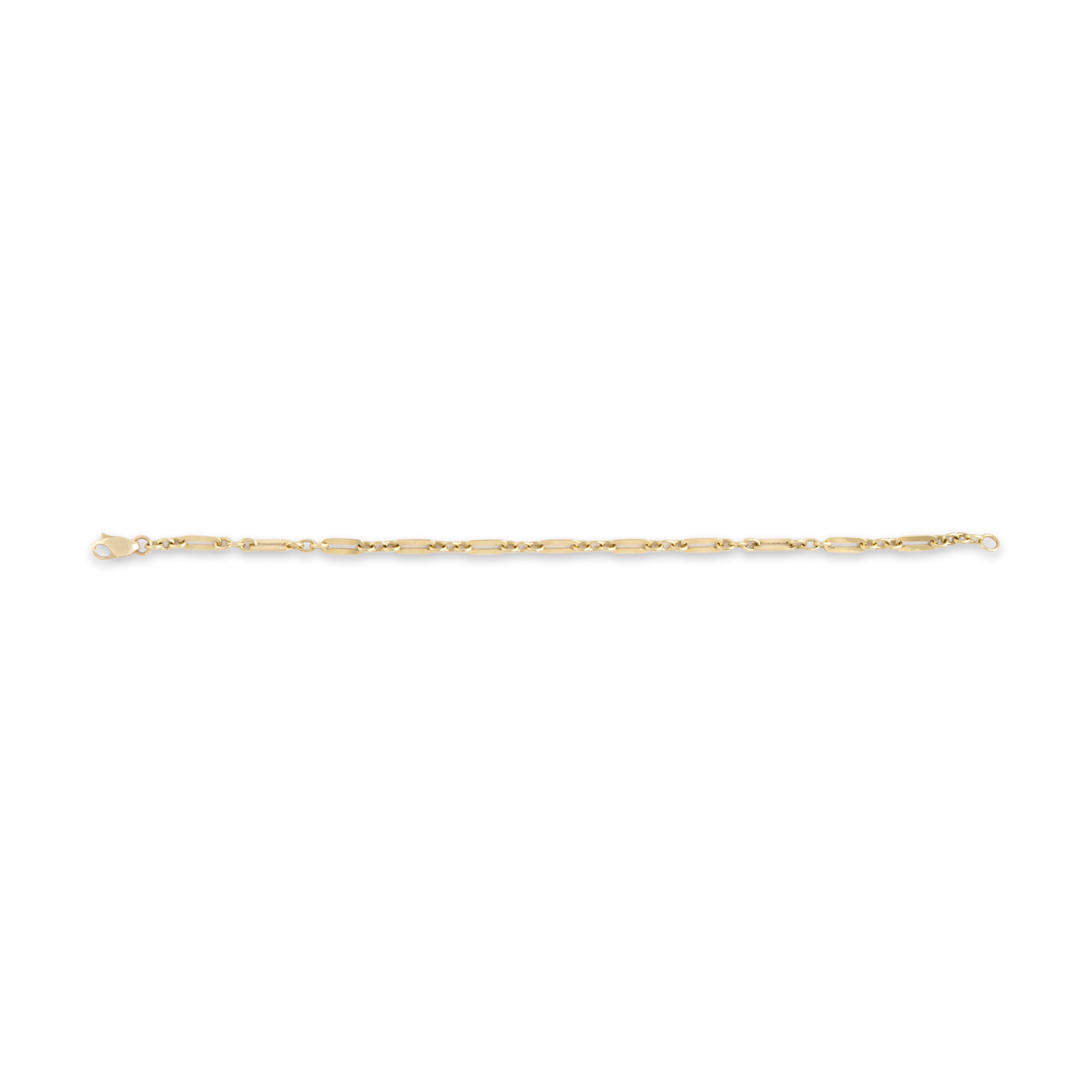 Vintage 14k Yellow Gold Chic Elongated Flat Alternating Link Bracelet - Overall view