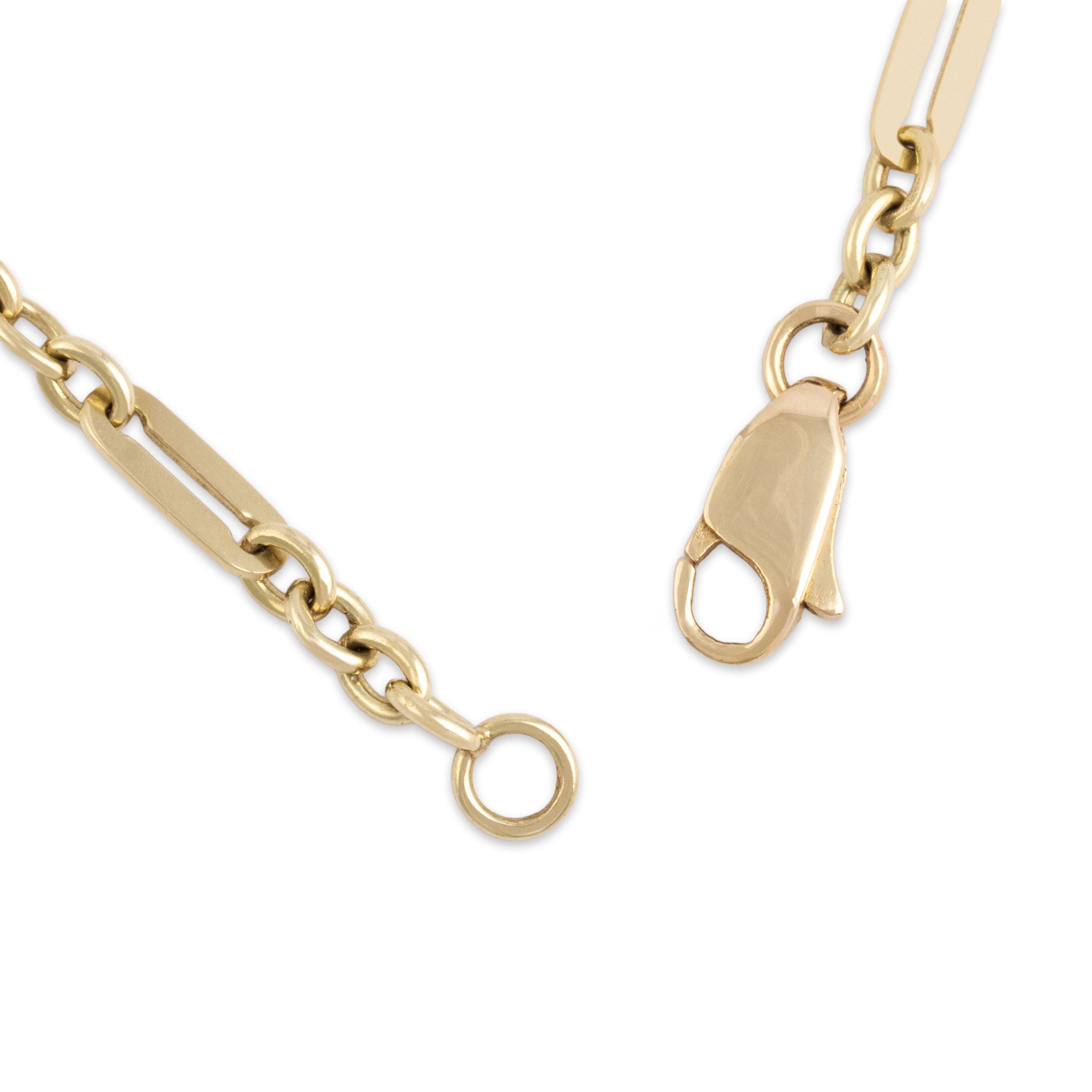 Vintage 14k Yellow Gold Chic Elongated Flat Alternating Link Bracelet - clasp view