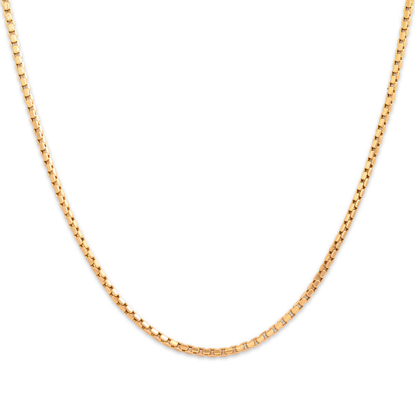 Vintage Italian 14k Yellow Gold 1.7mm Sleek Dimensional Rectangular Link Chain 20
