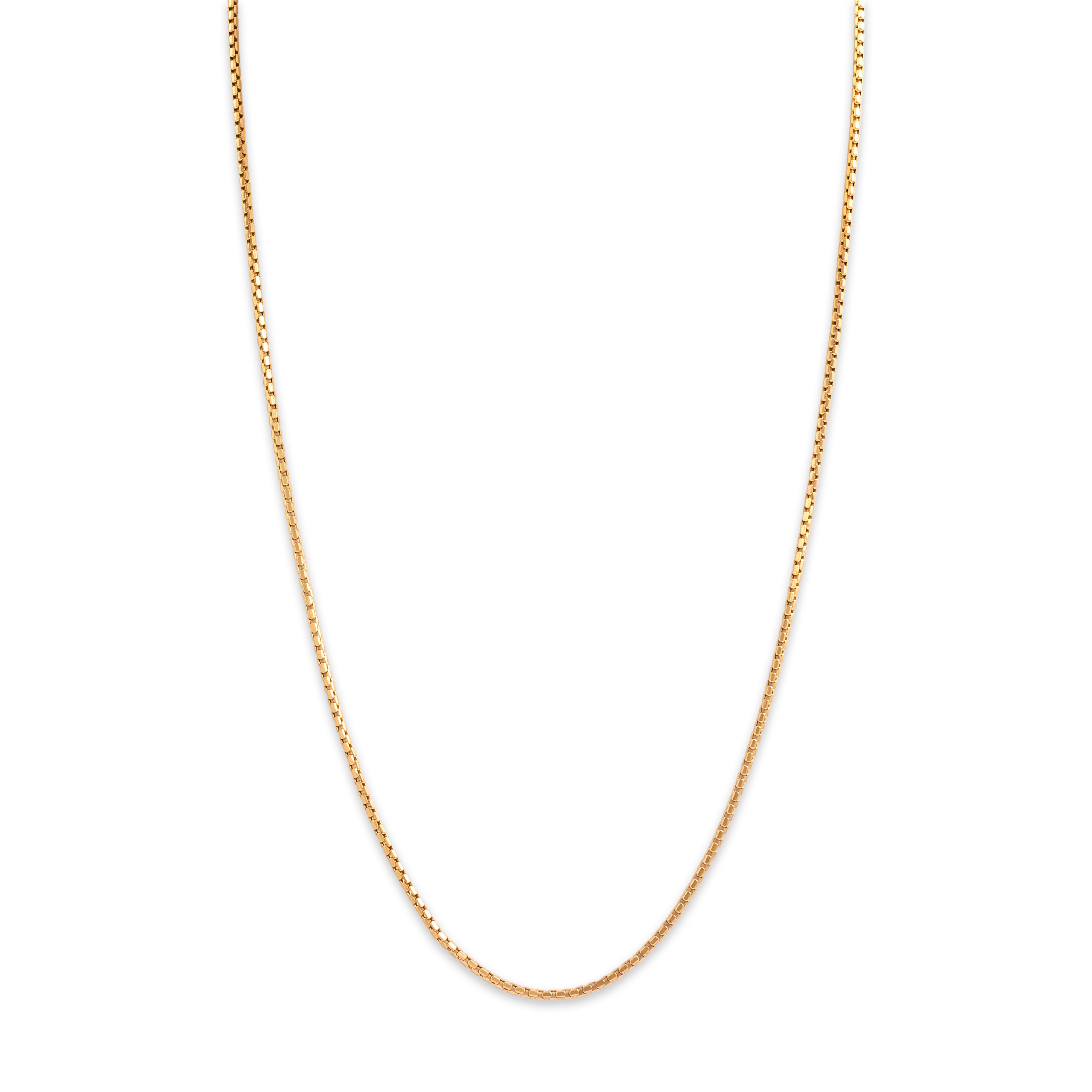Vintage Italian 14k Yellow Gold 1.7mm Sleek Dimensional Rectangular Link Chain - detail view #1