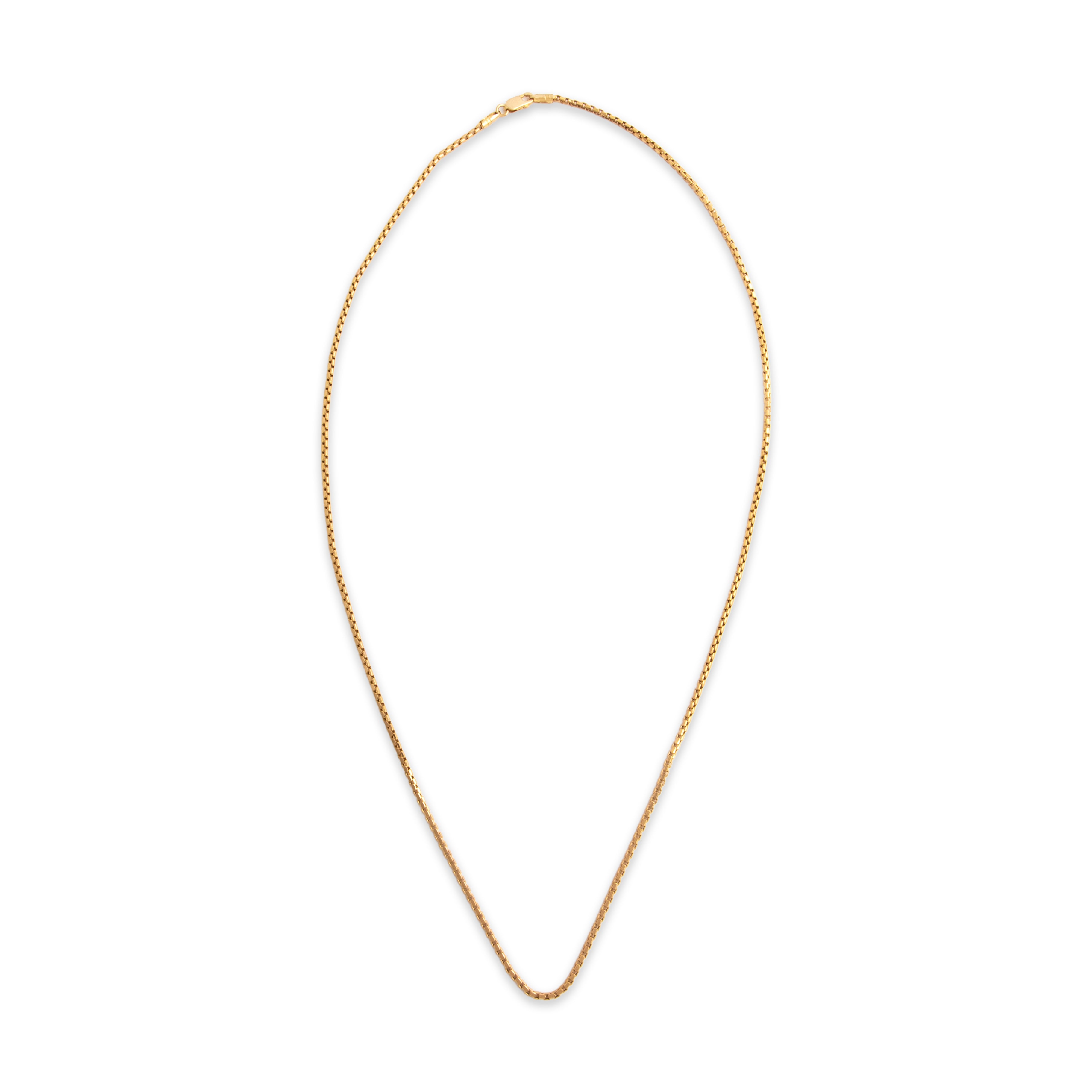 Vintage Italian 14k Yellow Gold 1.7mm Sleek Dimensional Rectangular Link Chain - Overall view