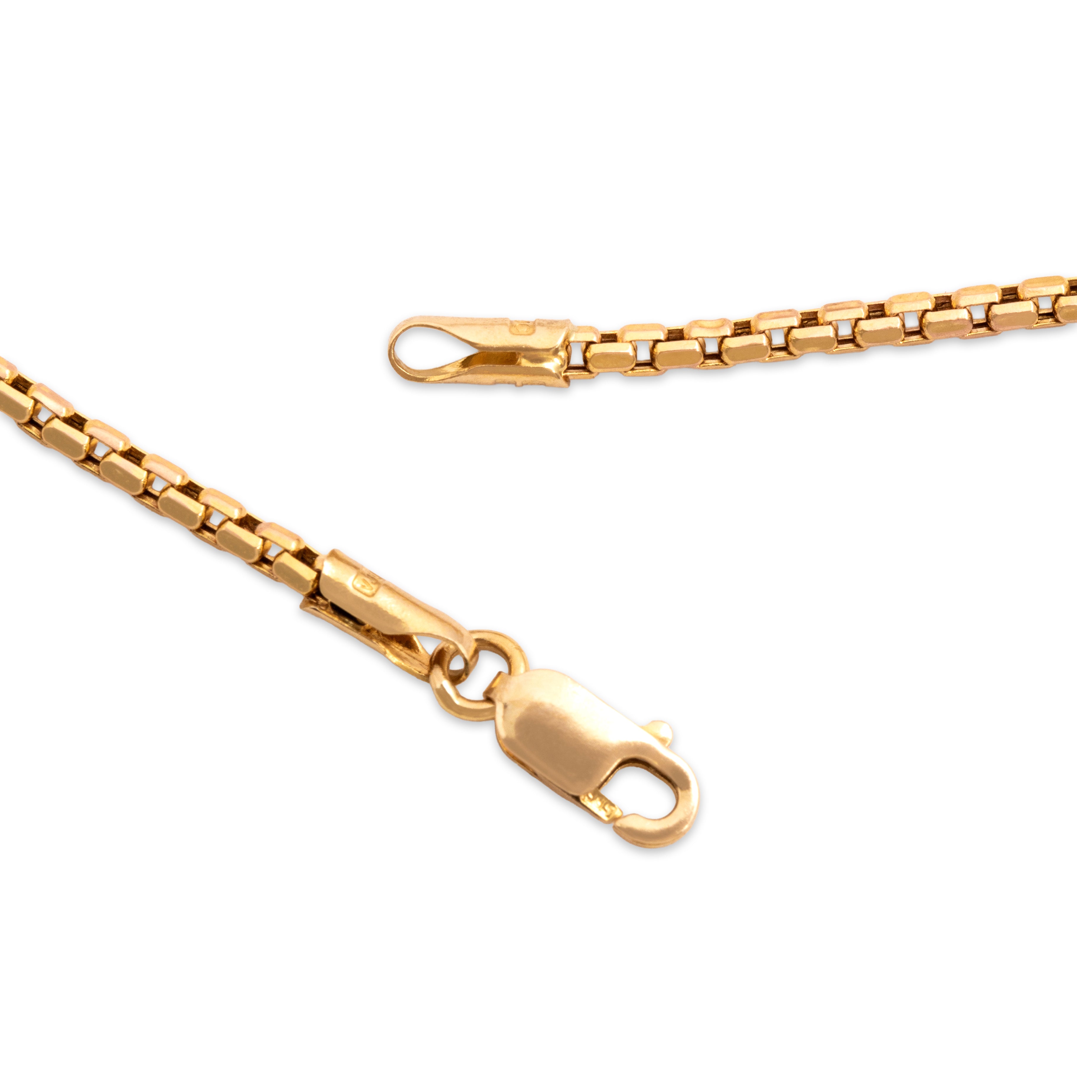 Vintage Italian 14k Yellow Gold 1.7mm Sleek Dimensional Rectangular Link Chain - clasp view
