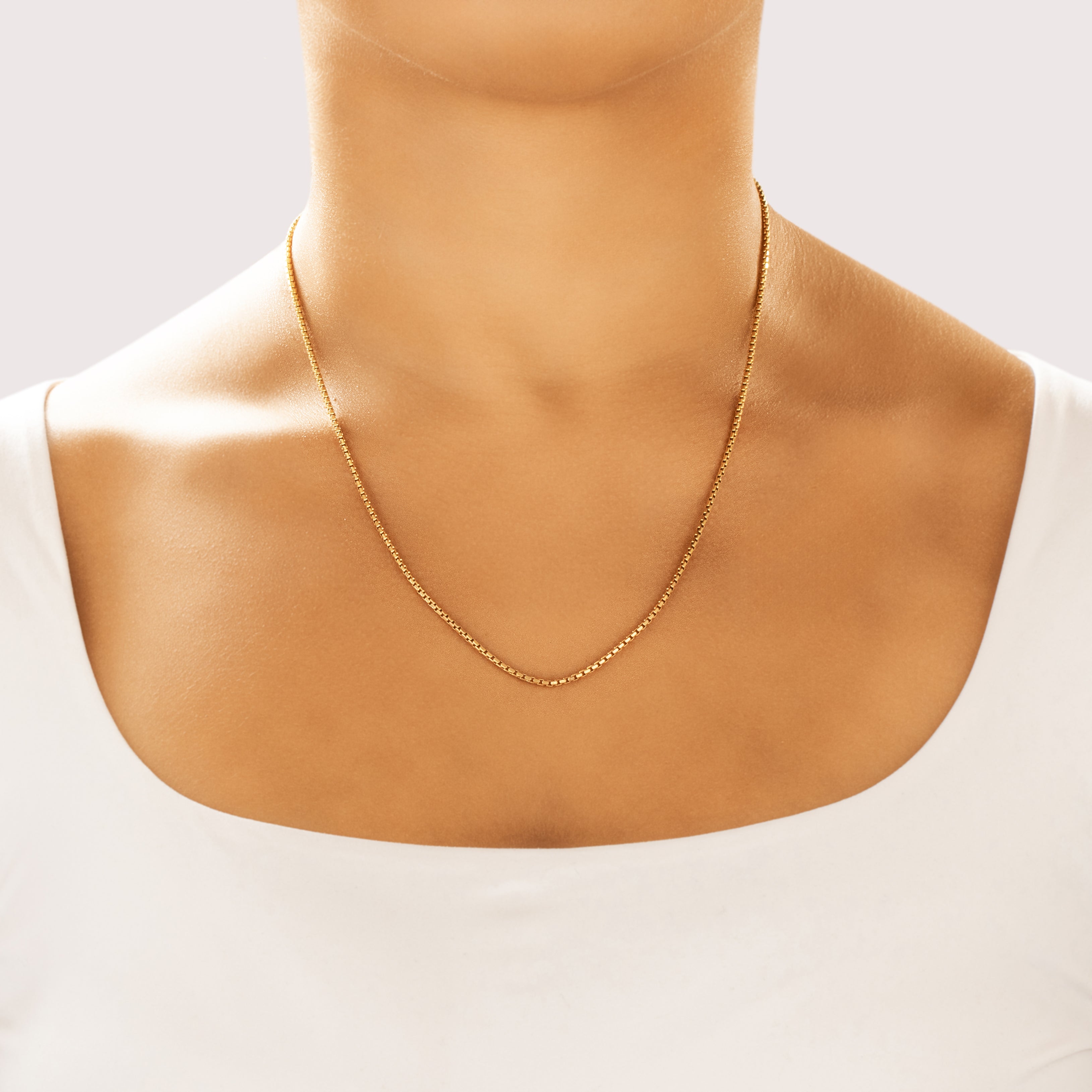 Vintage Italian 14k Yellow Gold 1.7mm Sleek Dimensional Rectangular Link Chain 20