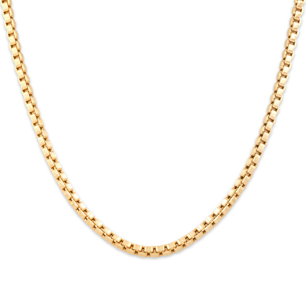 Vintage Italian 14k Yellow Gold 3mm Chunky Box Link Chain - Close-up view