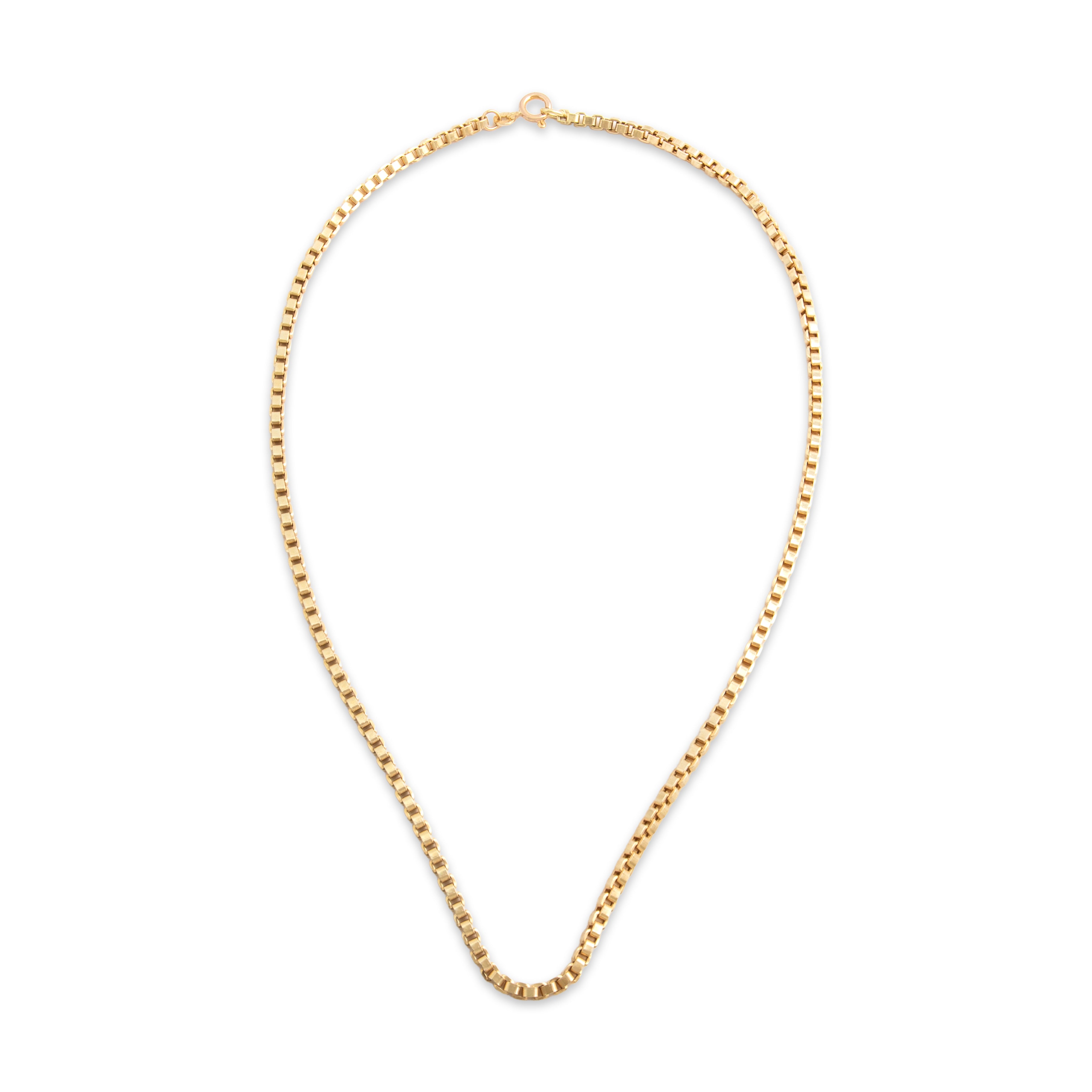 Vintage Italian 14k Yellow Gold 3mm Chunky Box Link Chain - Overall view