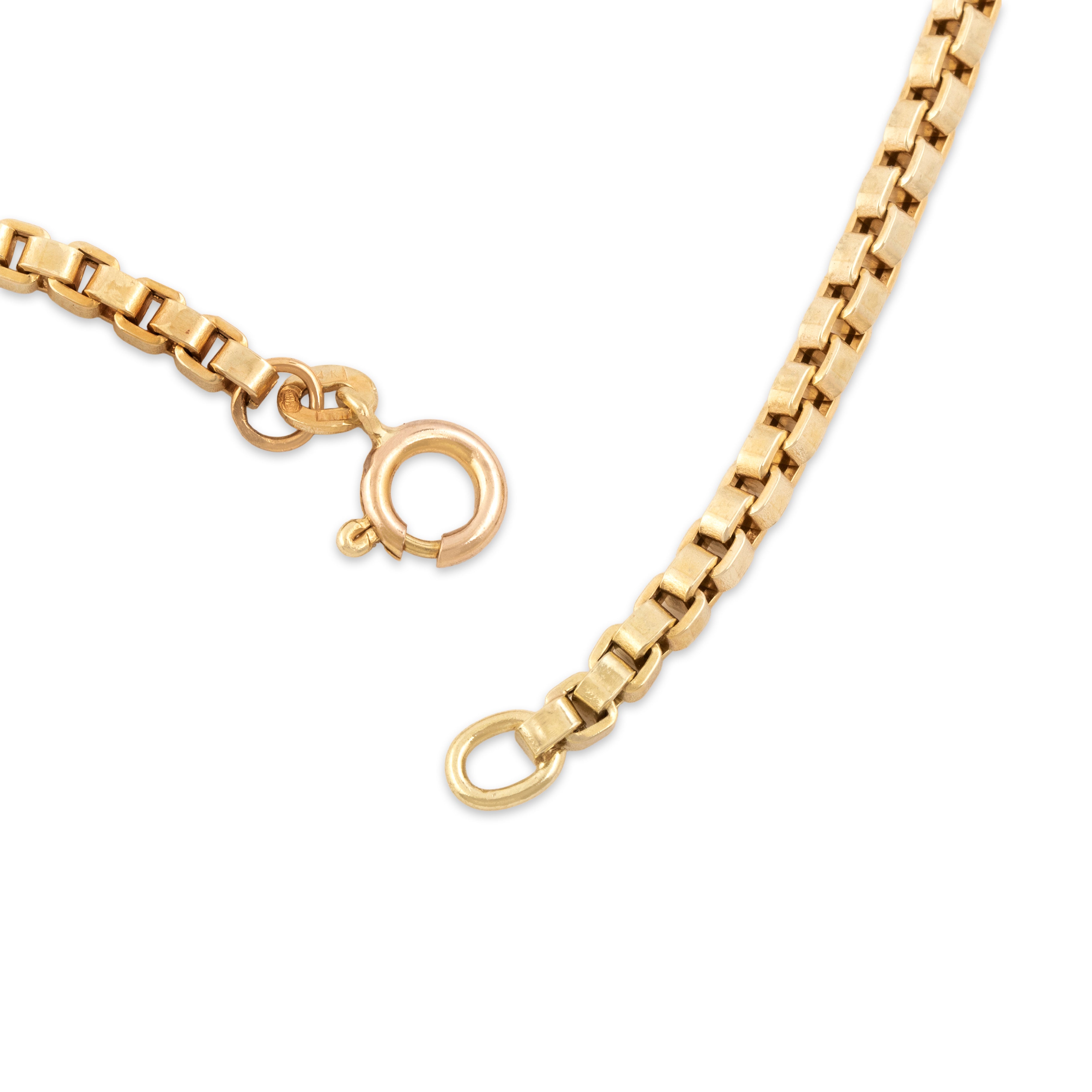 Vintage Italian 14k Yellow Gold 3mm Chunky Box Link Chain - clasp view