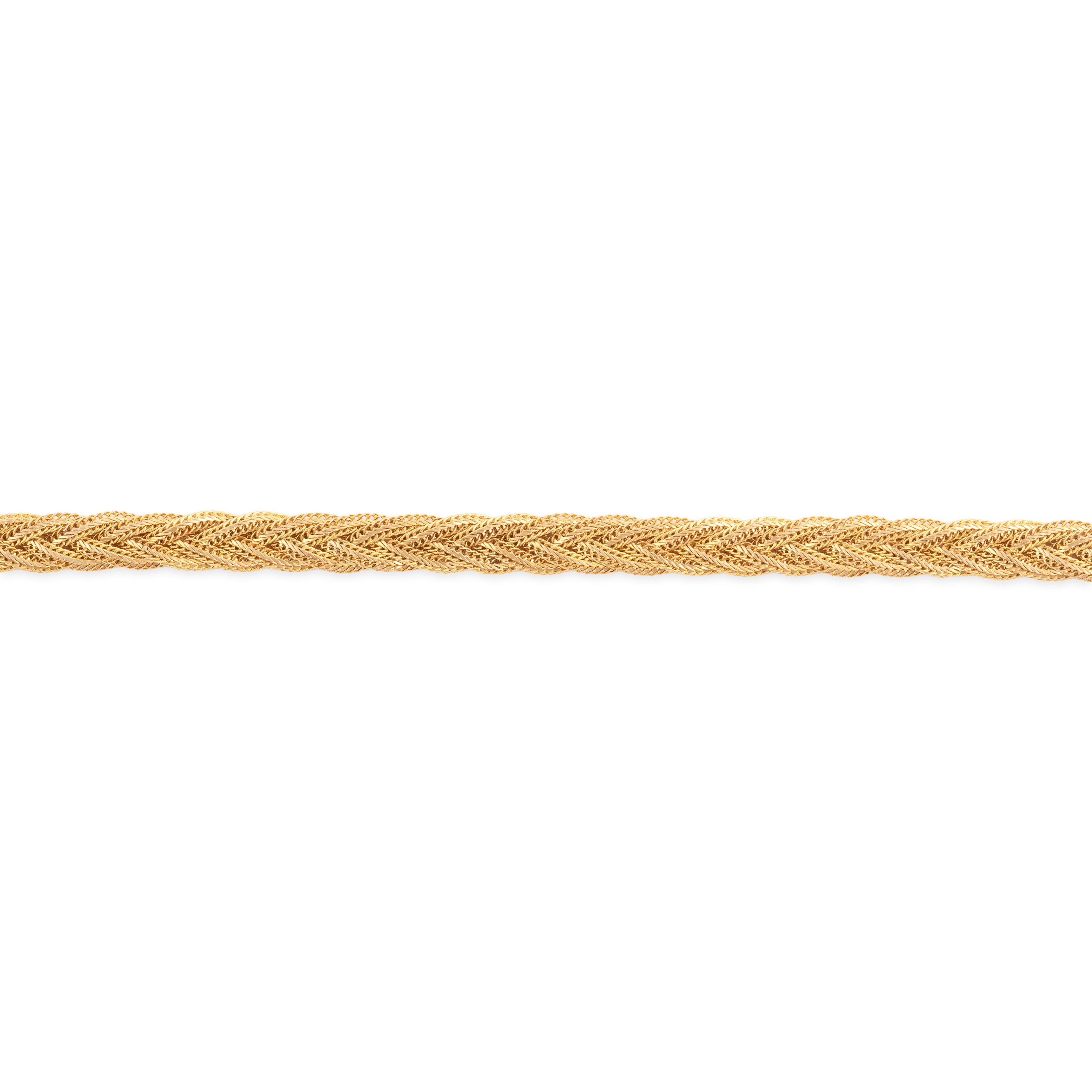 Vintage Italian 14k Yellow Gold Classic Braided Chain Bracelet 6.75