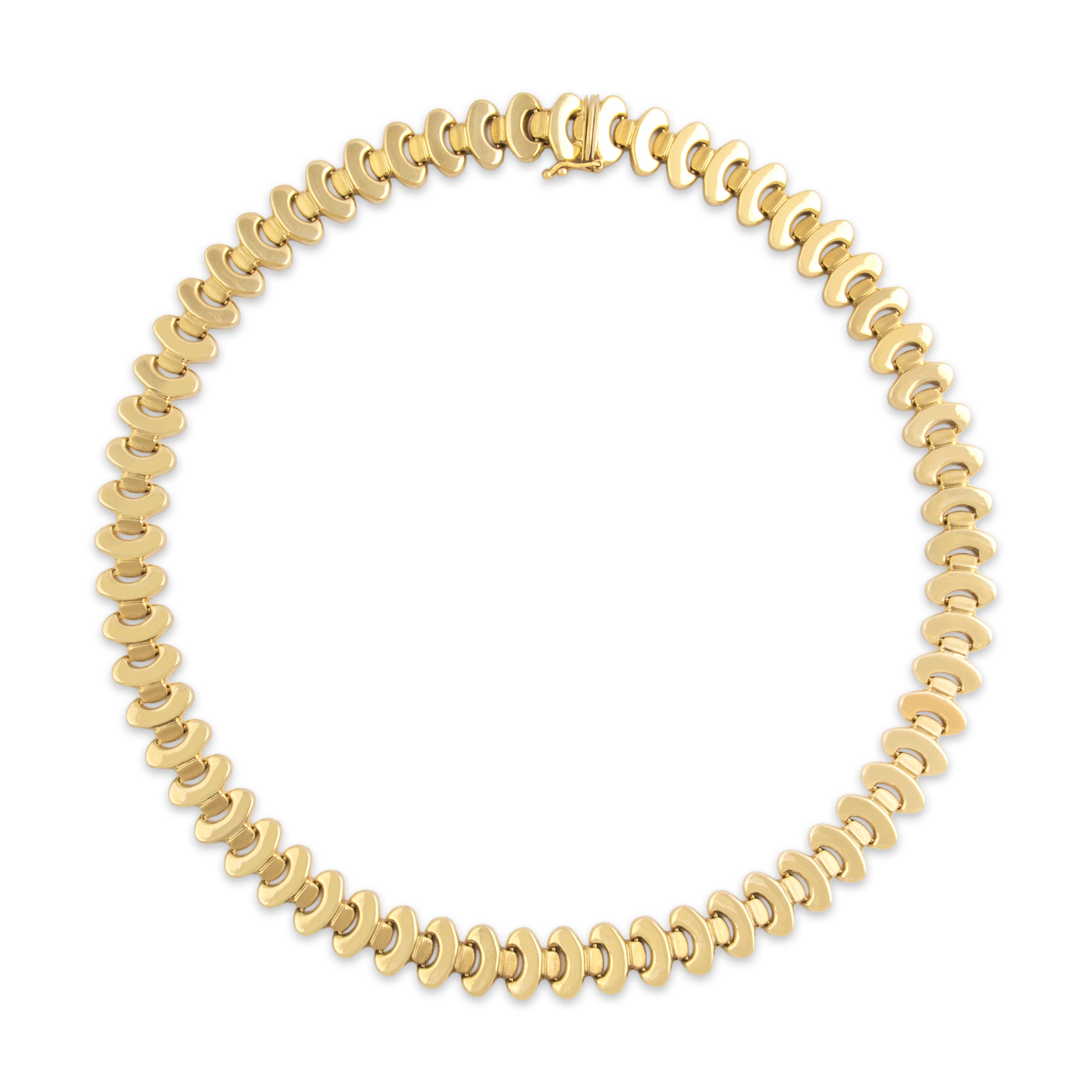 Vintage Italian Substantial 14k Yellow Gold Dual-Textured Collar Necklace 17