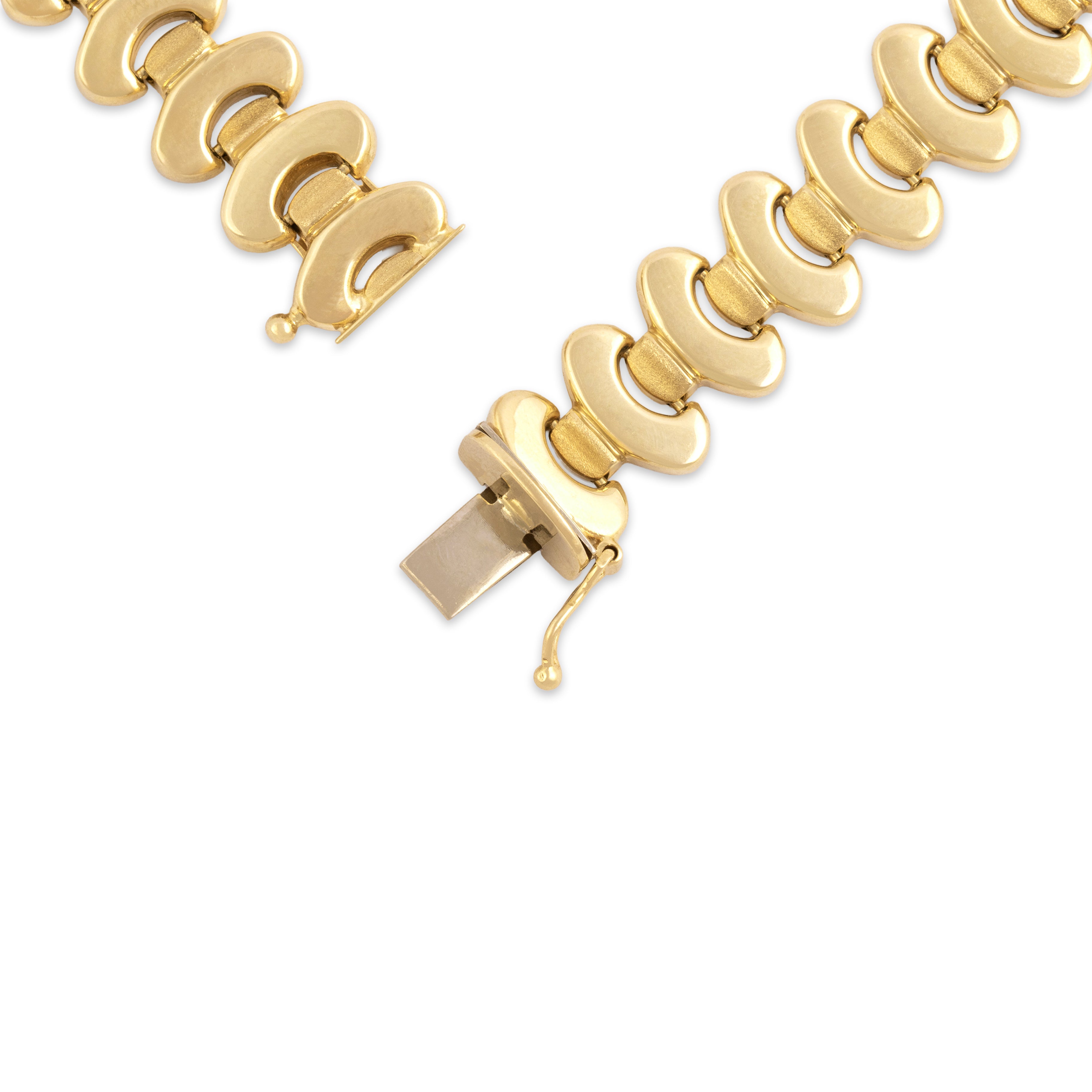 Vintage Italian Substantial 14k Yellow Gold Dual-Textured Collar Necklace 17