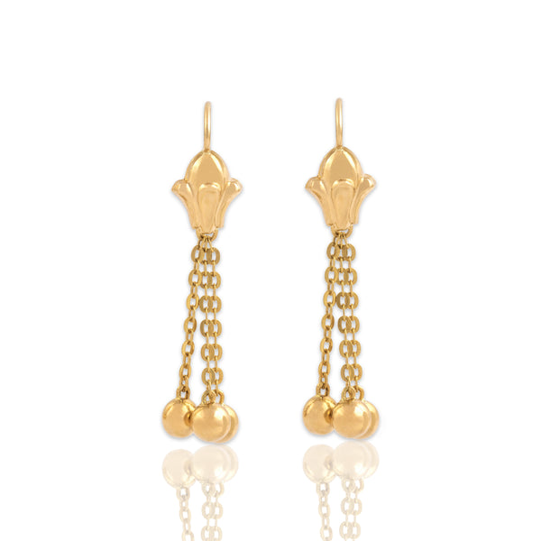 Vintage 18k Yellow Gold Gleaming Classical Chain Dangle Earrings