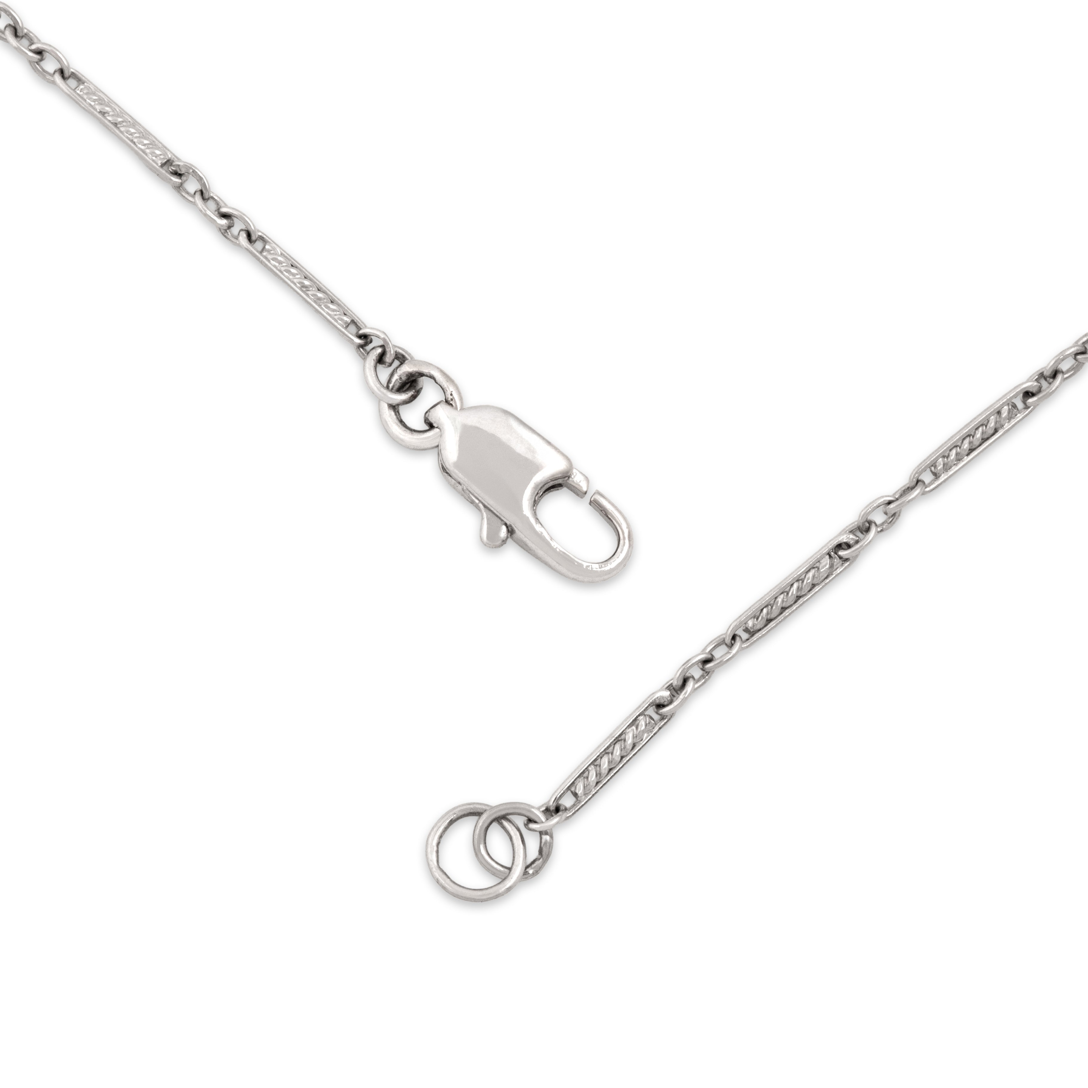 Antique Art Deco Platinum 1.11cttw Old European Cut Diamond Beautiful Bezel-Set Bar Link Station Necklace - clasp view
