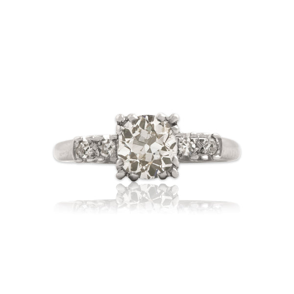 Antique 14k White Gold 1.16cttw Old Mine Cut Diamond Classic Sparkling Ring 5.00