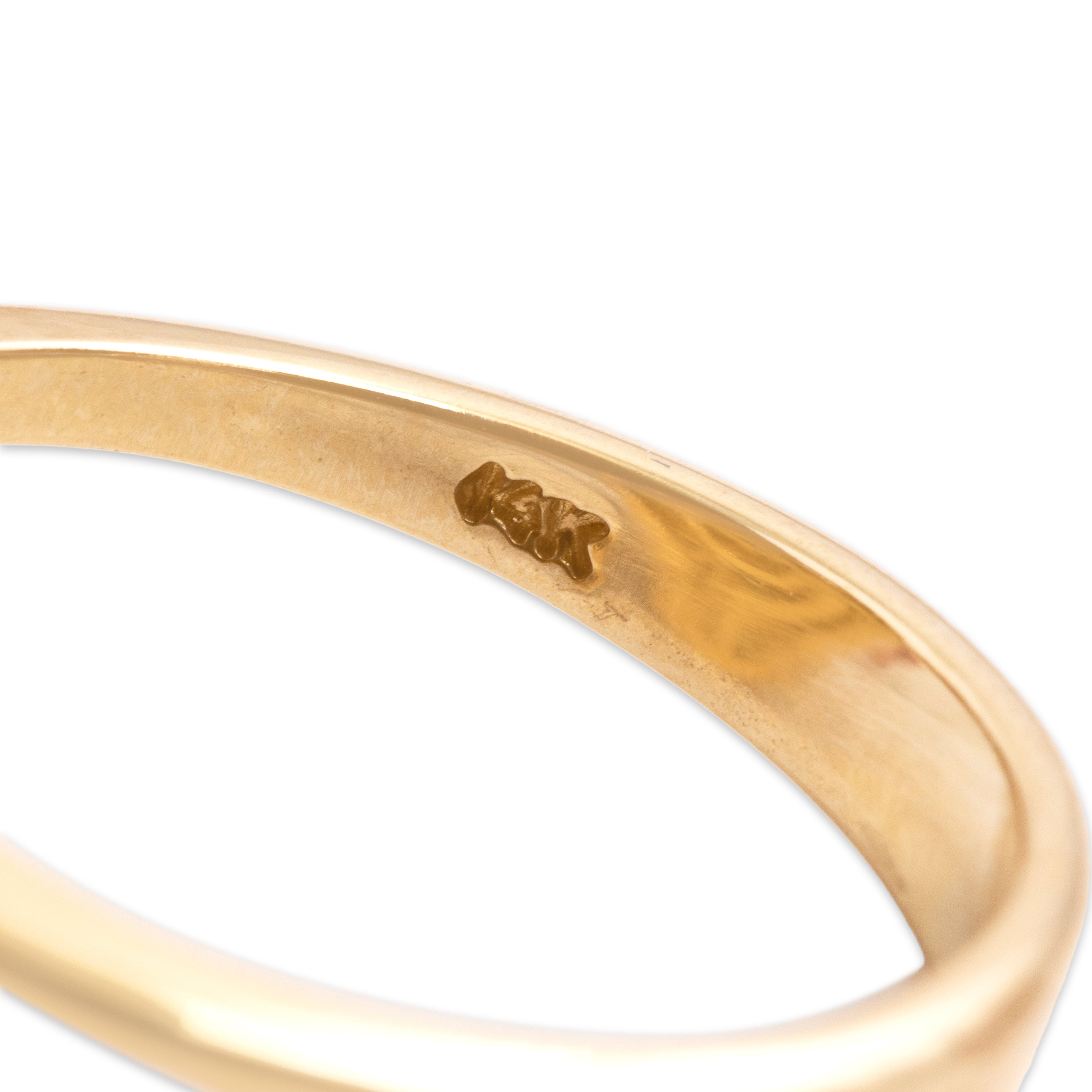 Vintage 14k Yellow Gold .69ct Blue Sapphire Diamond Dazzling Swirling Oval Halo Ring - Hallmark view