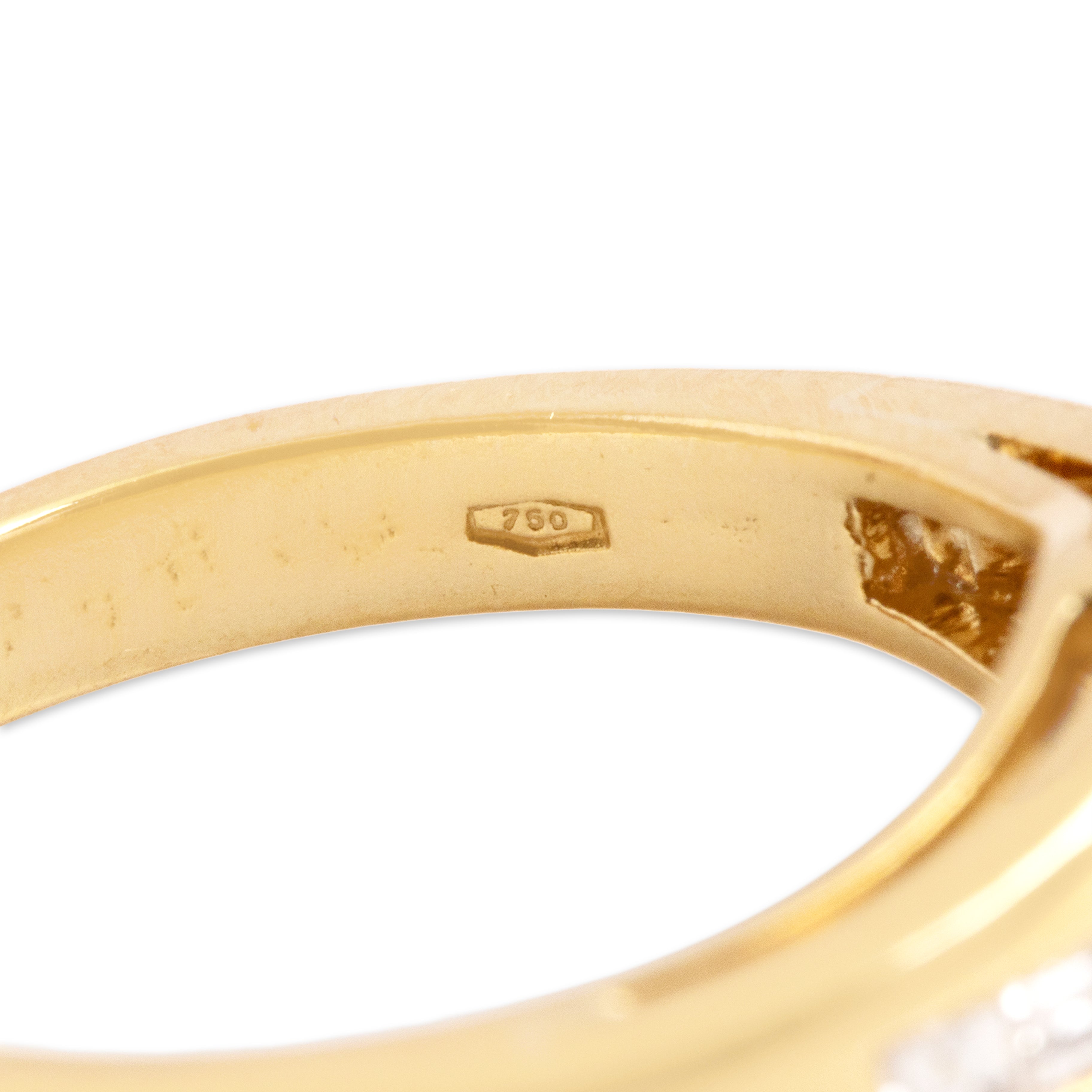 Vintage Italian 18k Yellow Gold Blue Sapphire Diamond Chic Dazzling Channel Ring - Hallmark view