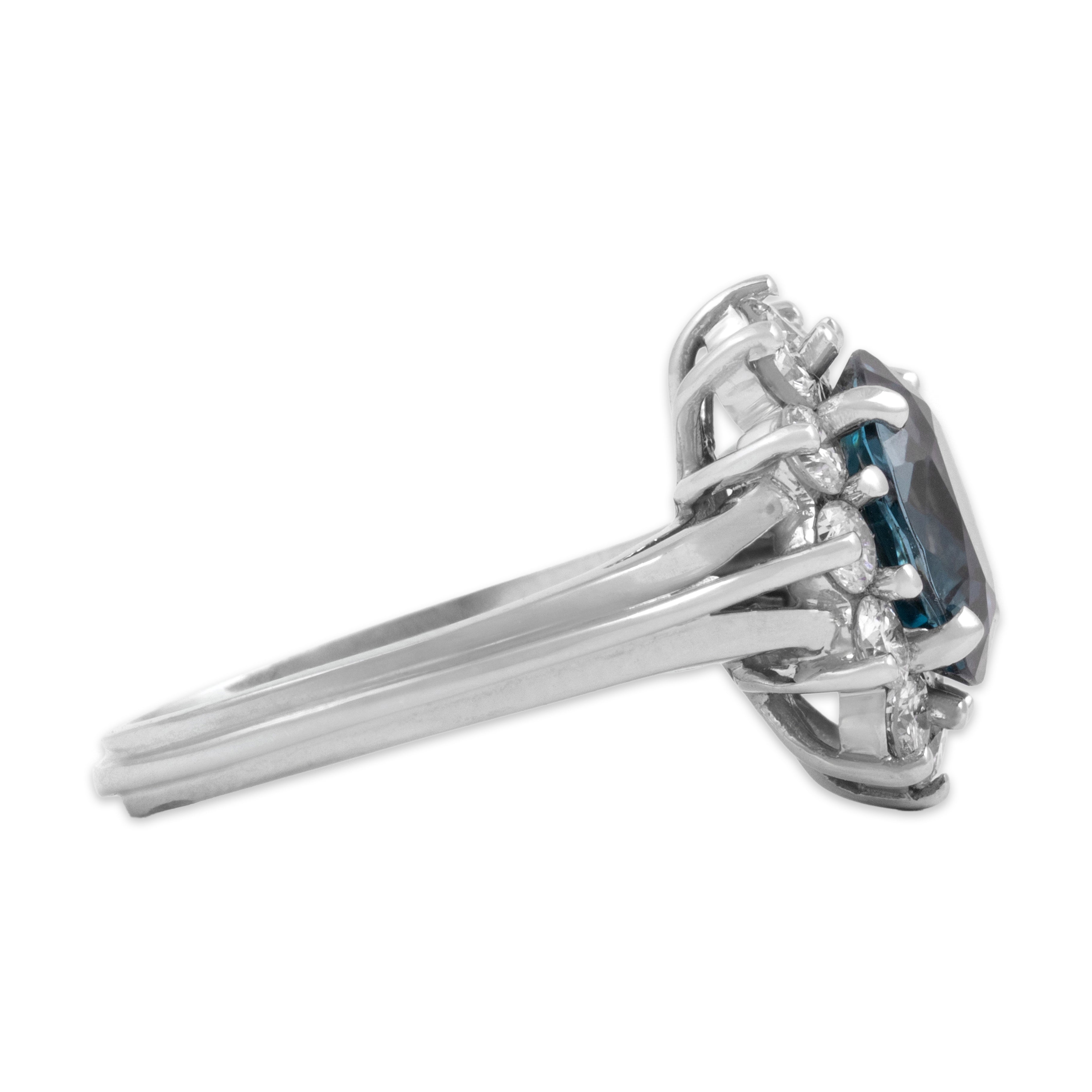 Vintage 14k White Gold 2.67ct London Blue Topaz .81cttw Diamond Halo Ring 6.25
