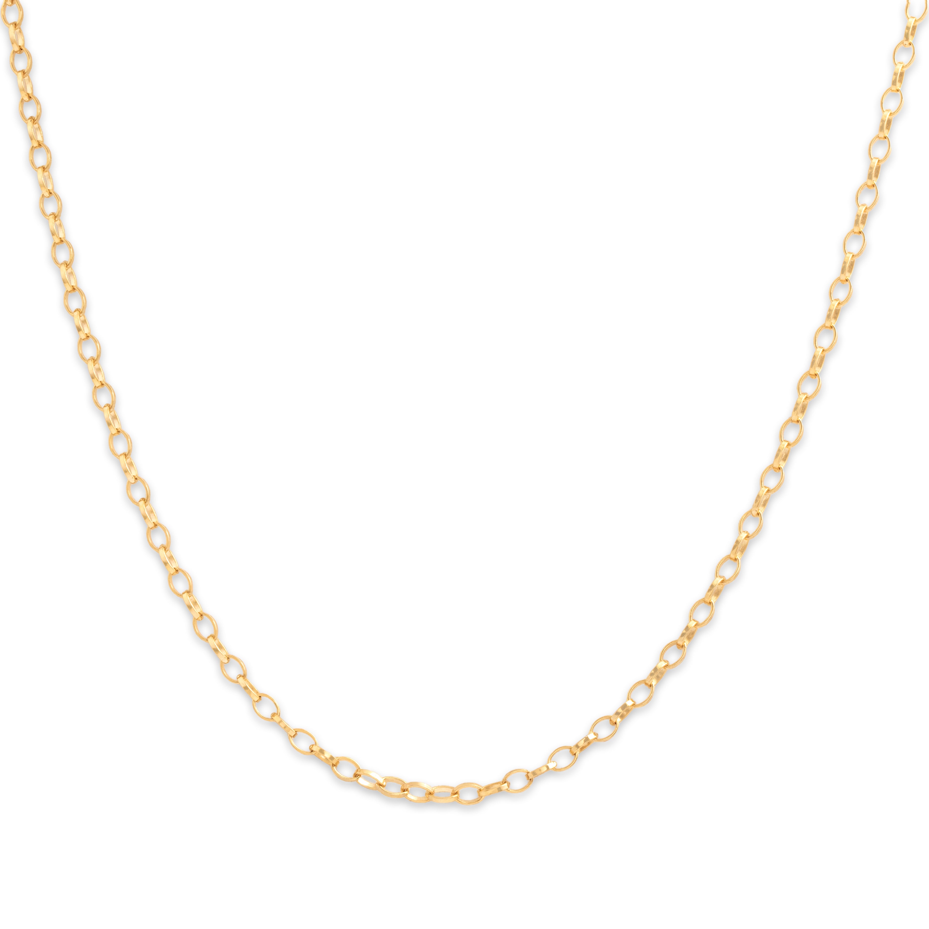 Estate 18k Yellow Gold 2.2mm Chic Oval Rolo Link Chain - Close-up view