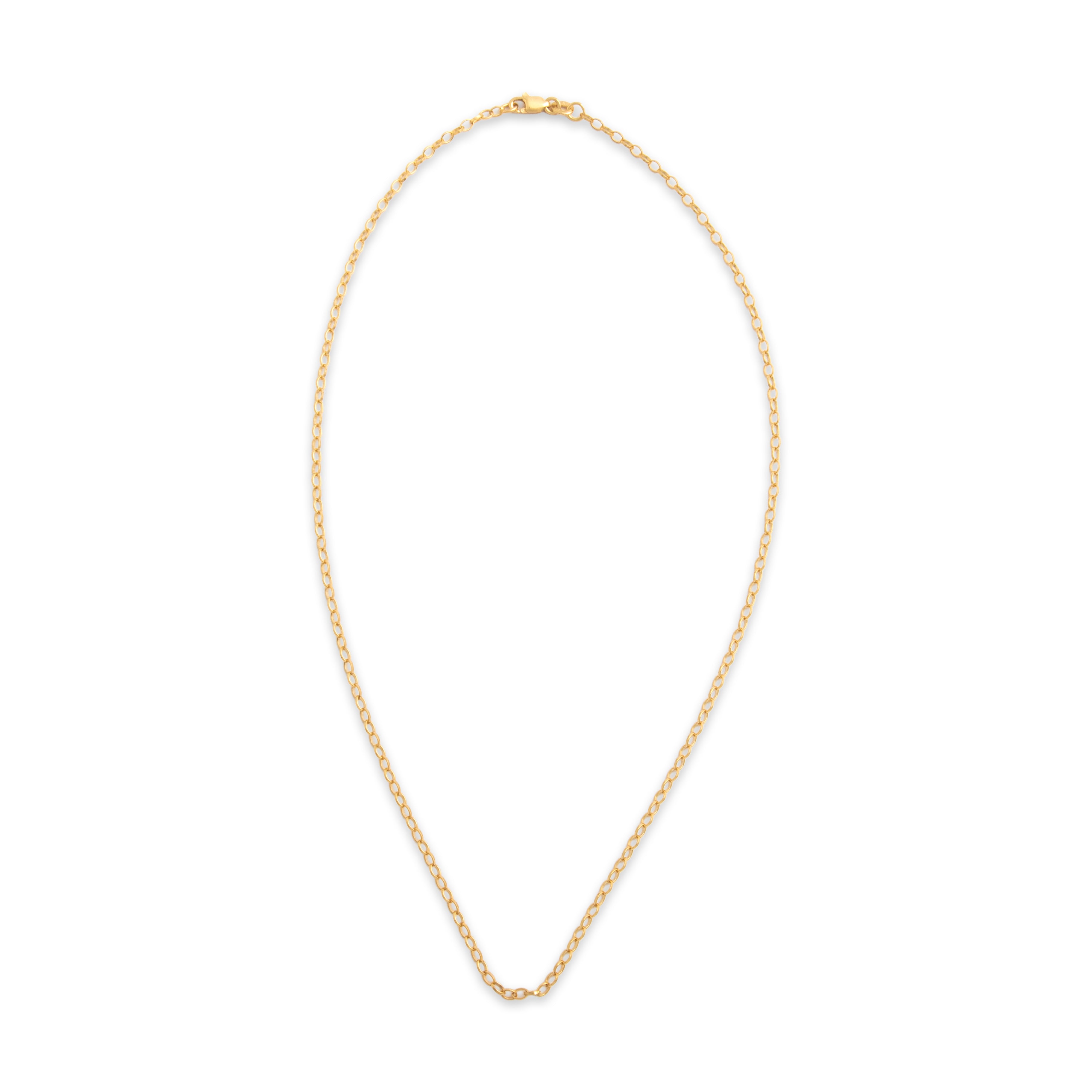 Estate 18k Yellow Gold 2.2mm Chic Oval Rolo Link Chain - Overall view
