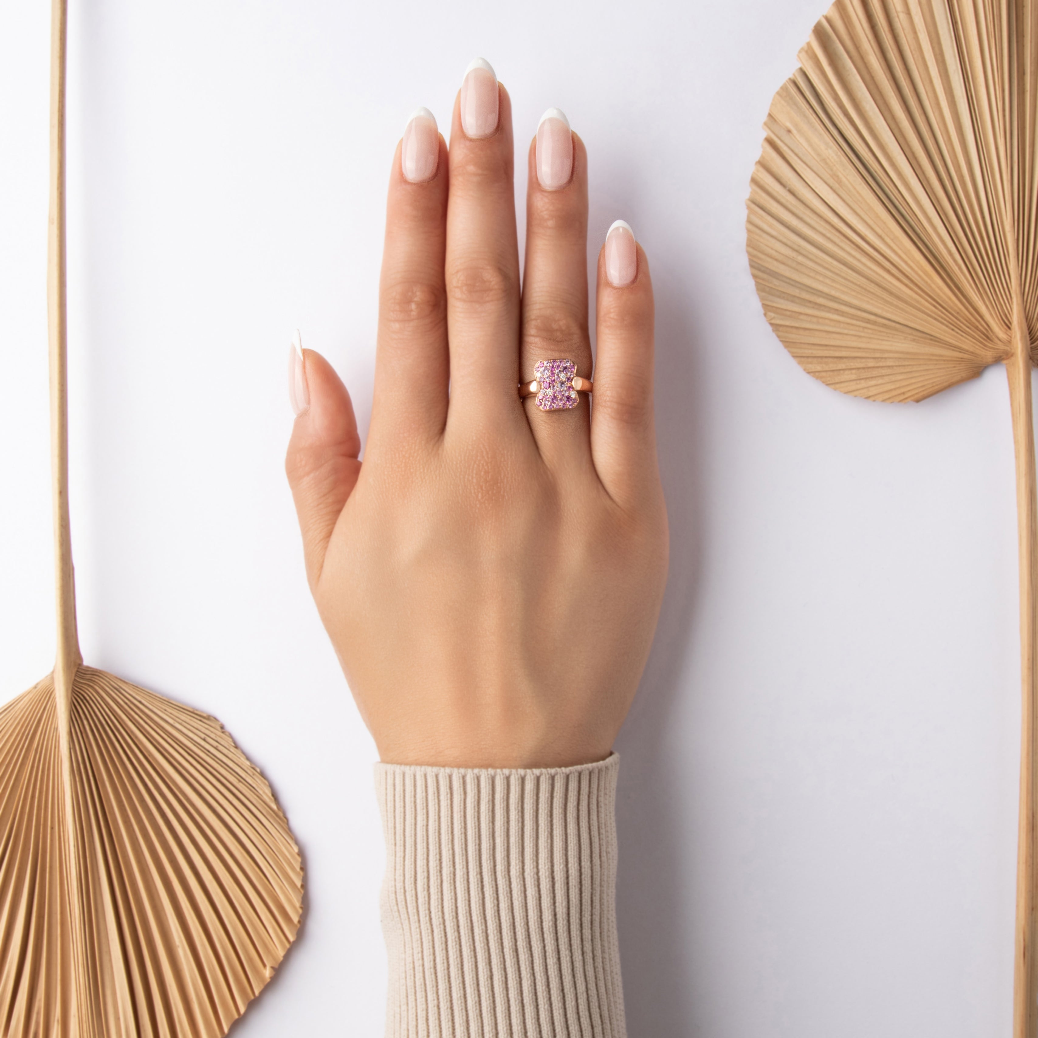 Estate 18k Rose Gold [Custom Carat] Dazzling Cobblestone Pavã© Ring - On model view