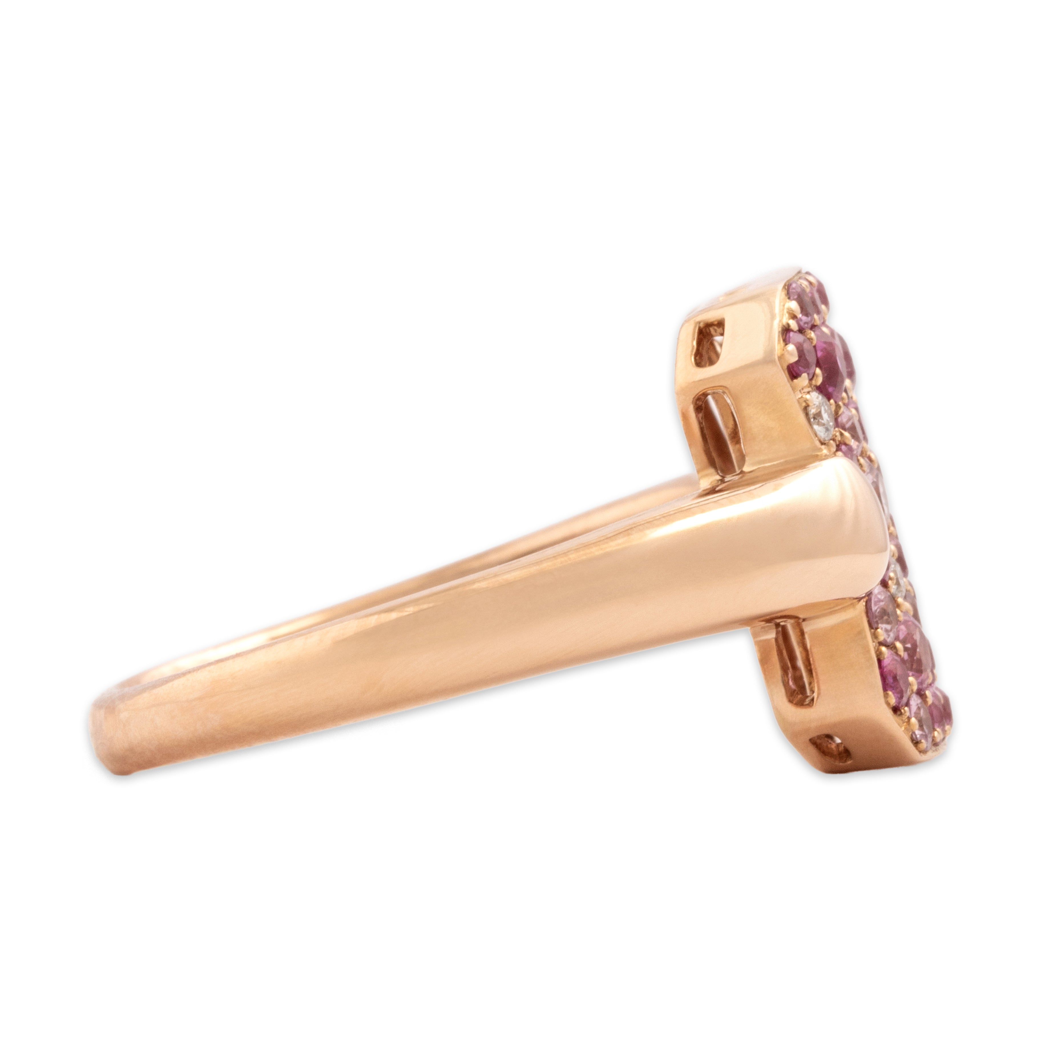 Estate 18k Rose Gold [Custom Carat] Dazzling Cobblestone Pavã© Ring - Side view