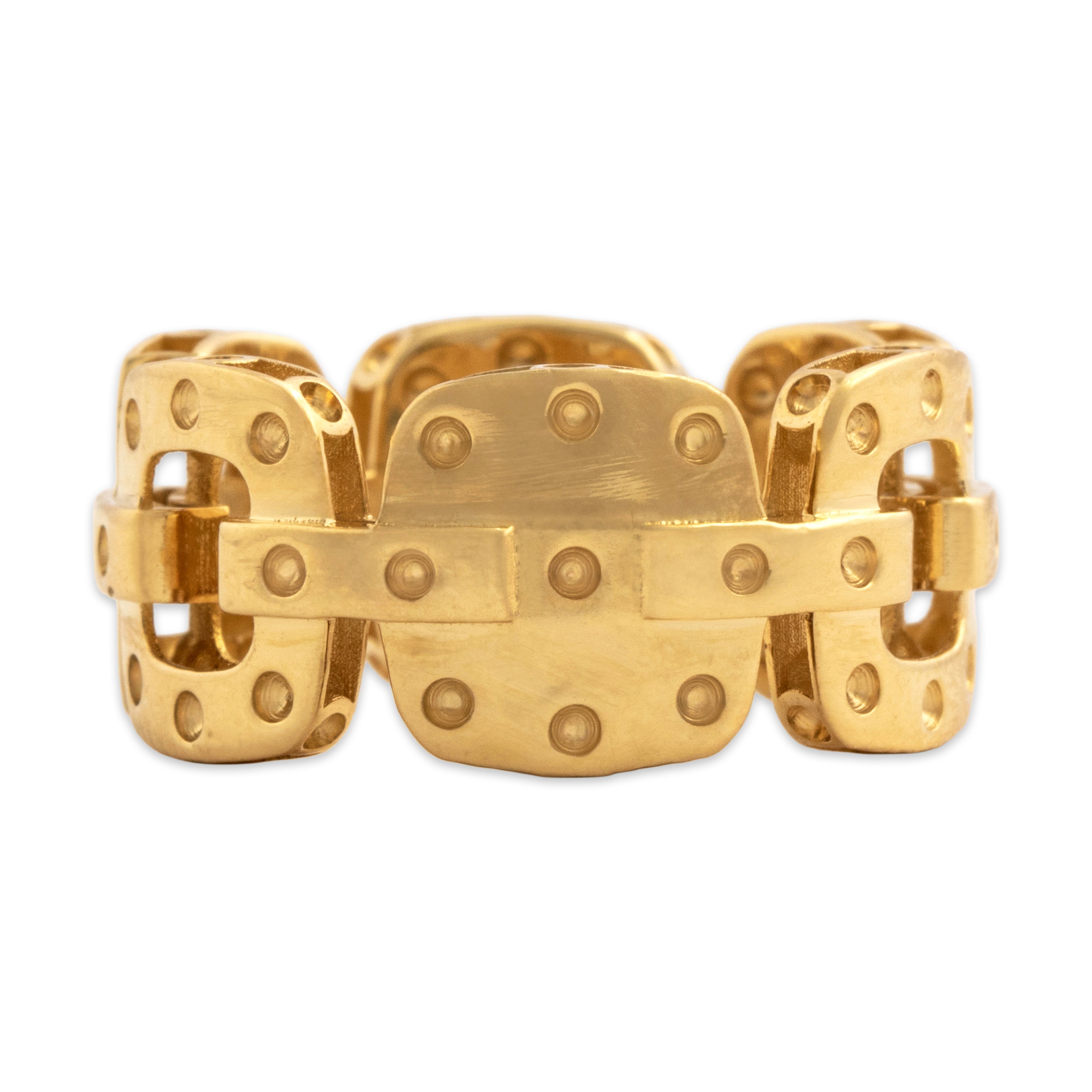 Estate Roberto Coin Italian 18k Yellow Gold Chunky Link Eternity Band Ring 6.75