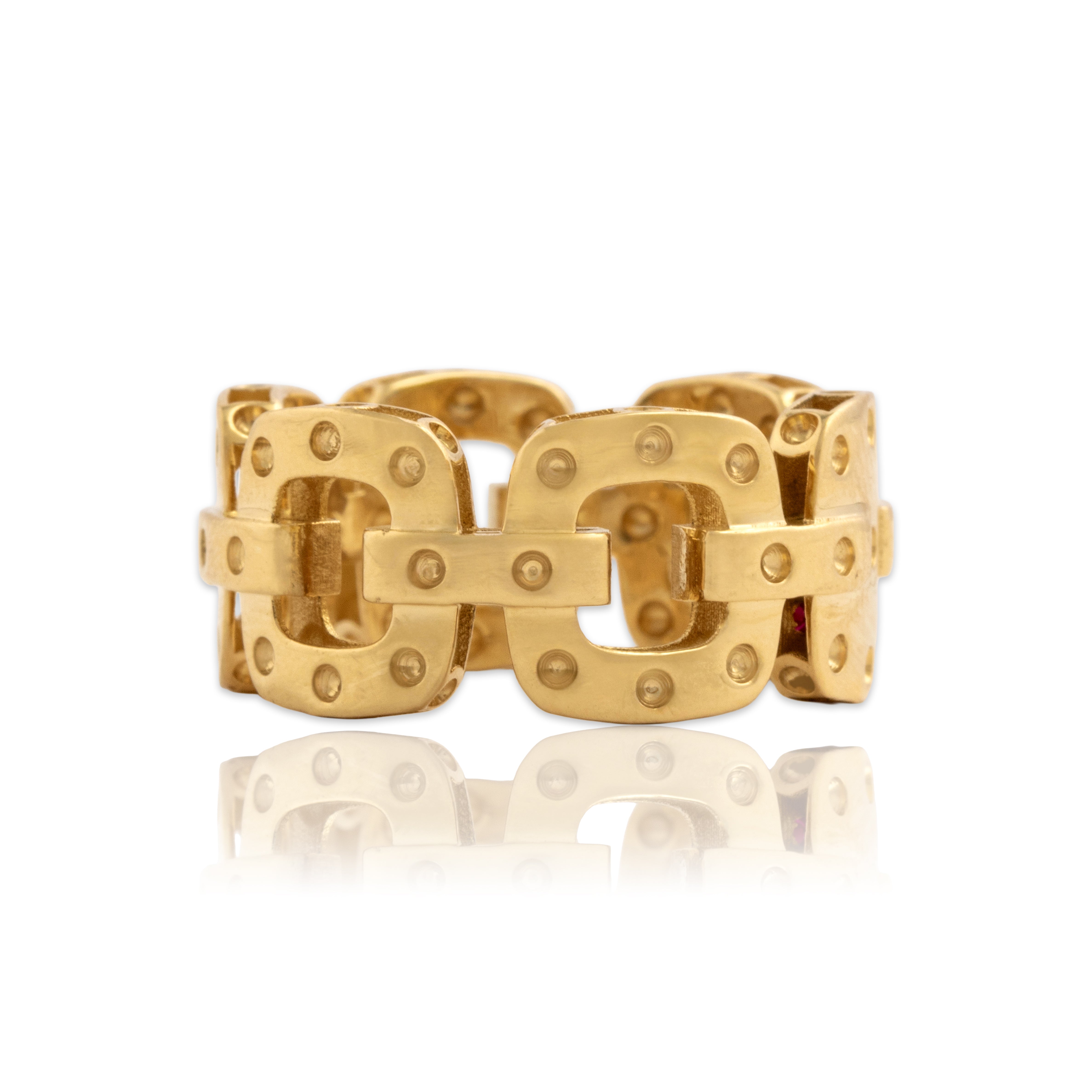 Estate Roberto Coin Italian 18k Yellow Gold Chunky Link Eternity Band Ring 6.75