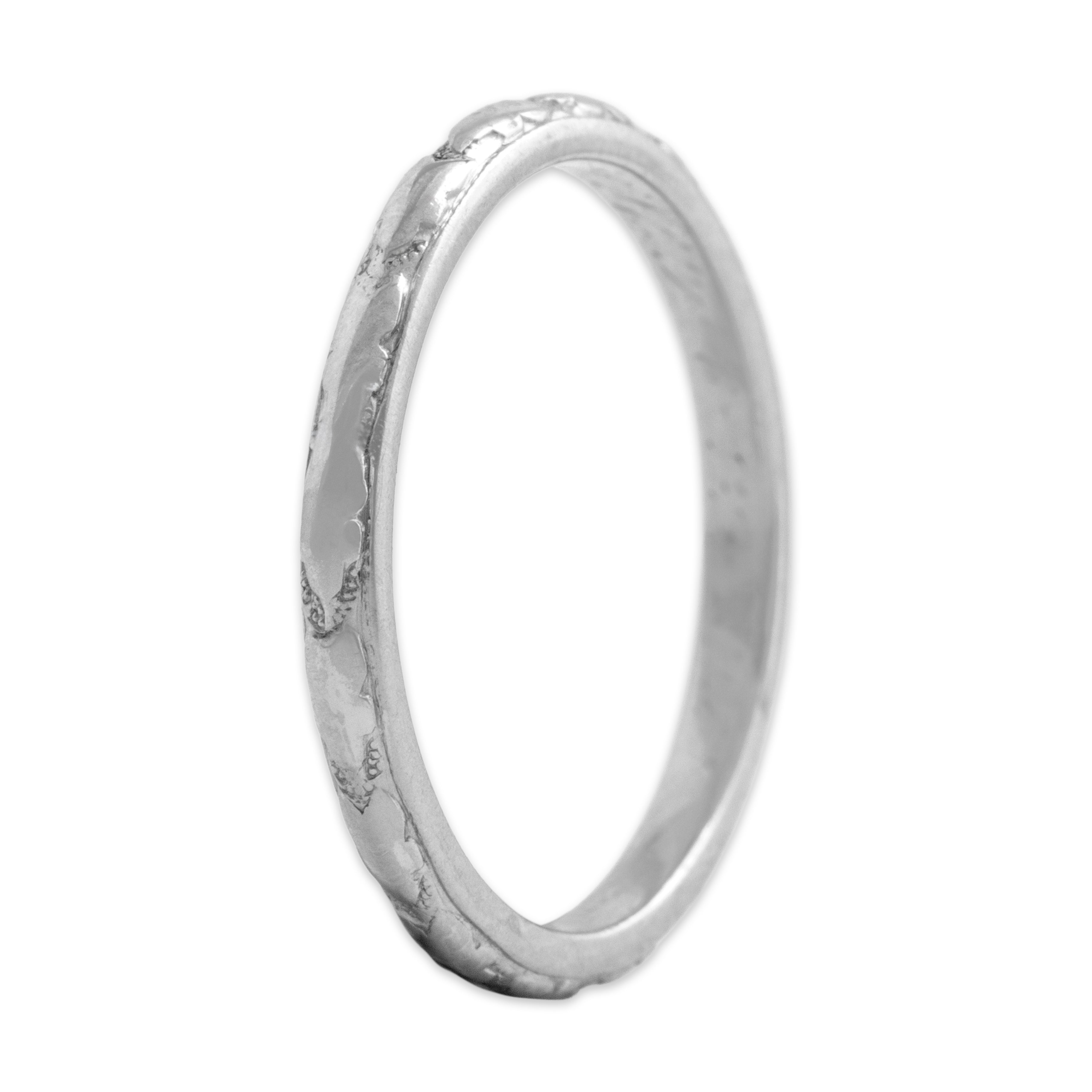 Antique Orange Blossom 18k White Gold Classic Textured Eternity Band Ring - Overall view