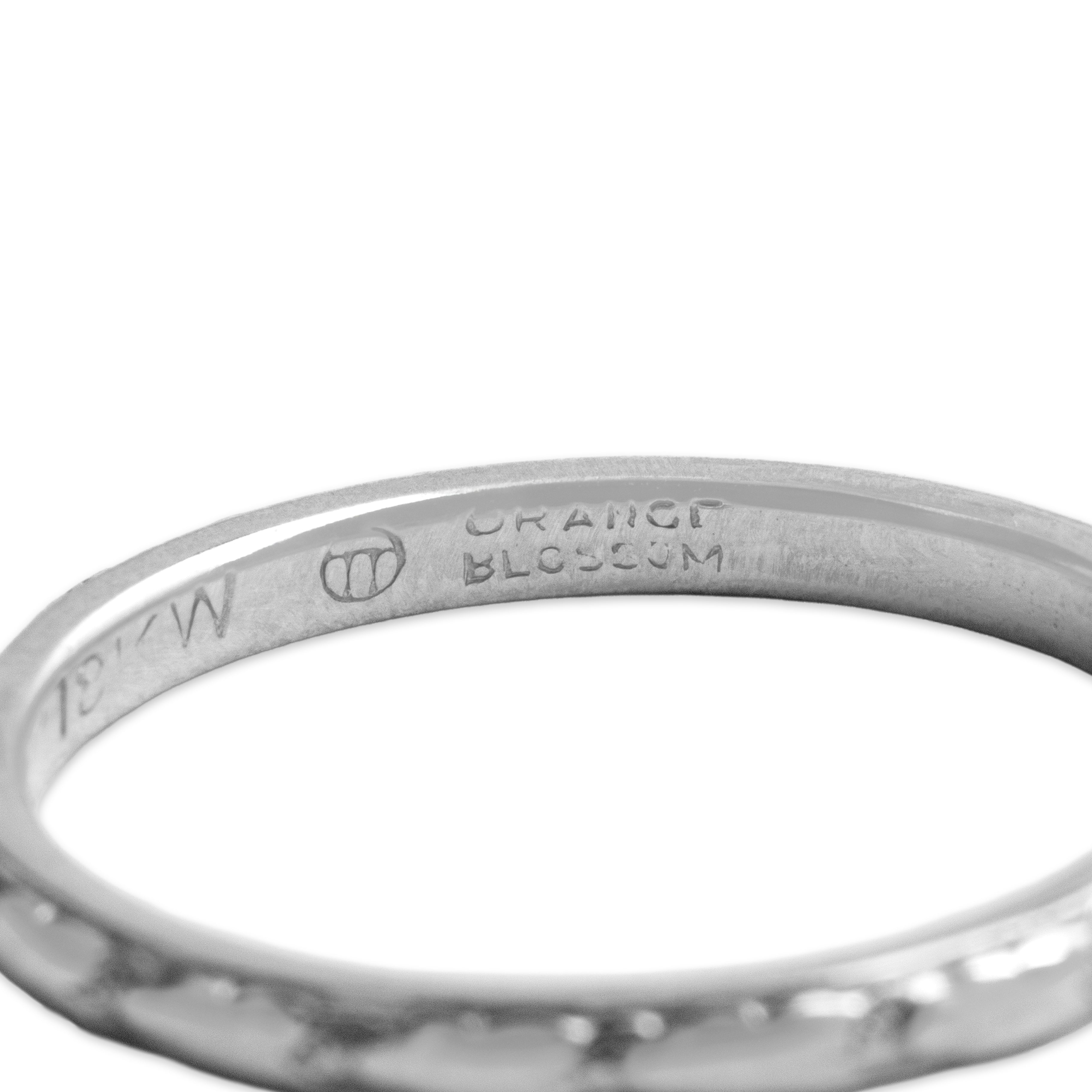 Antique Orange Blossom 18k White Gold Classic Textured Eternity Band Ring - Hallmark view