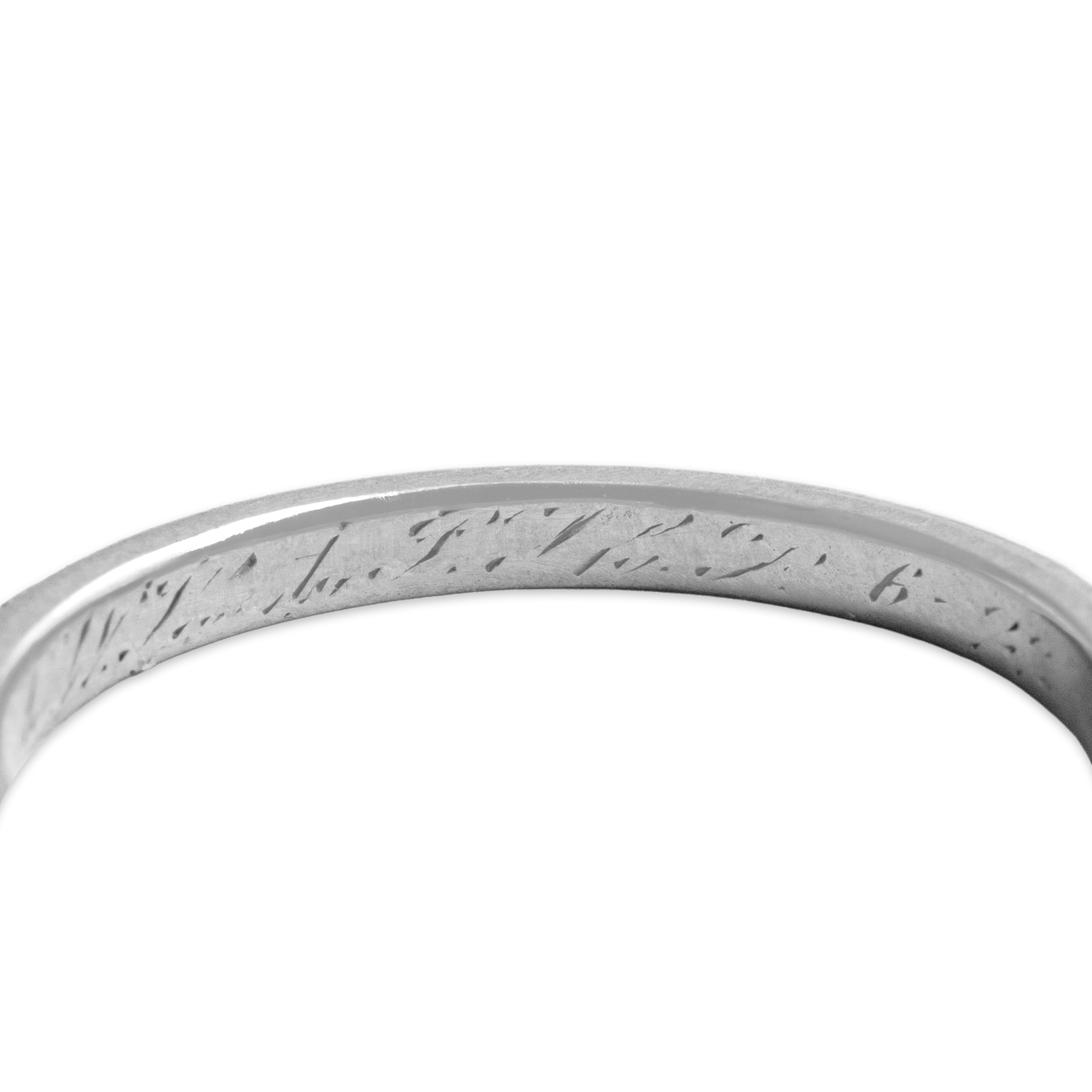 Antique Orange Blossom 18k White Gold Classic Textured Eternity Band Ring - Hallmark view