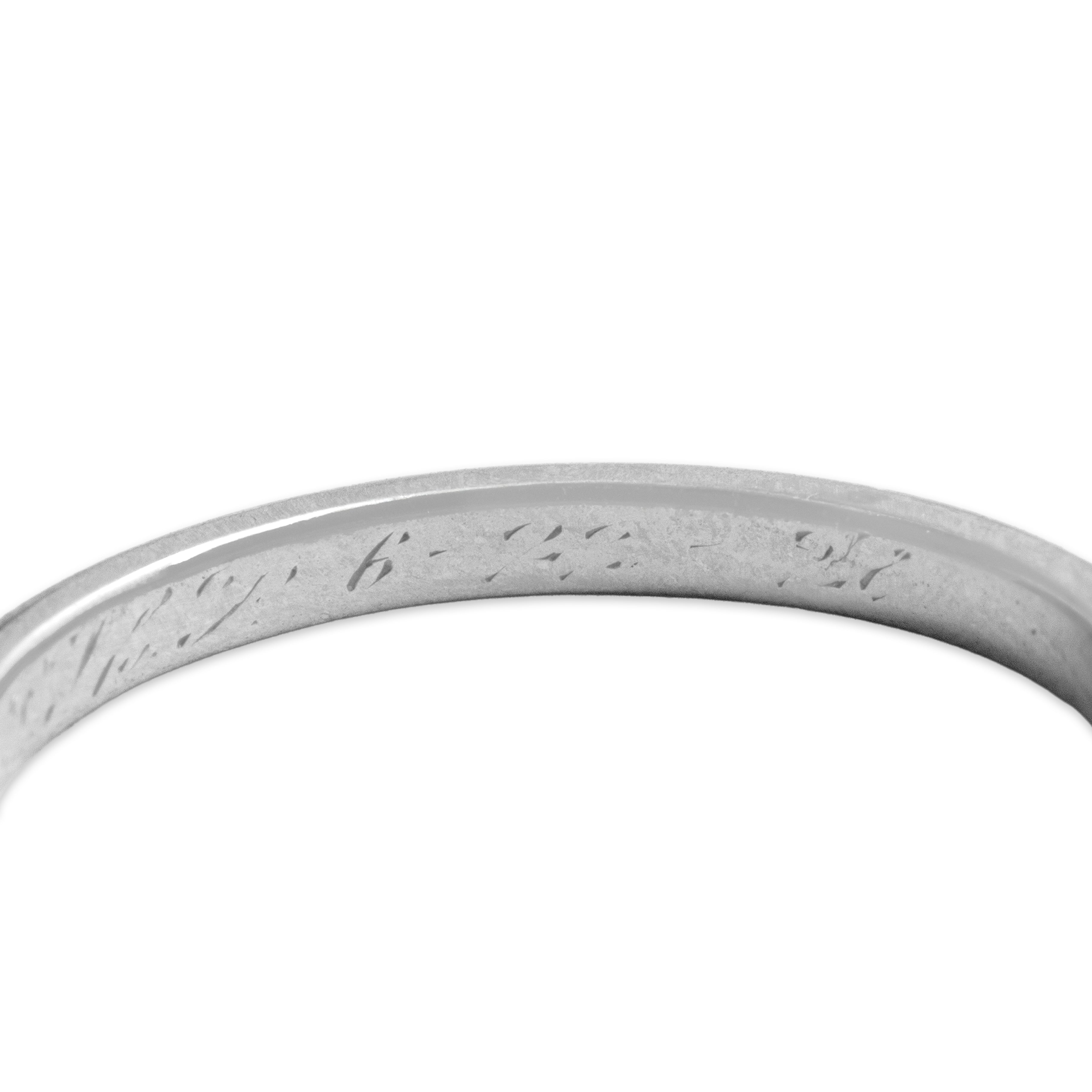 Antique Orange Blossom 18k White Gold Classic Textured Eternity Band Ring - Hallmark view