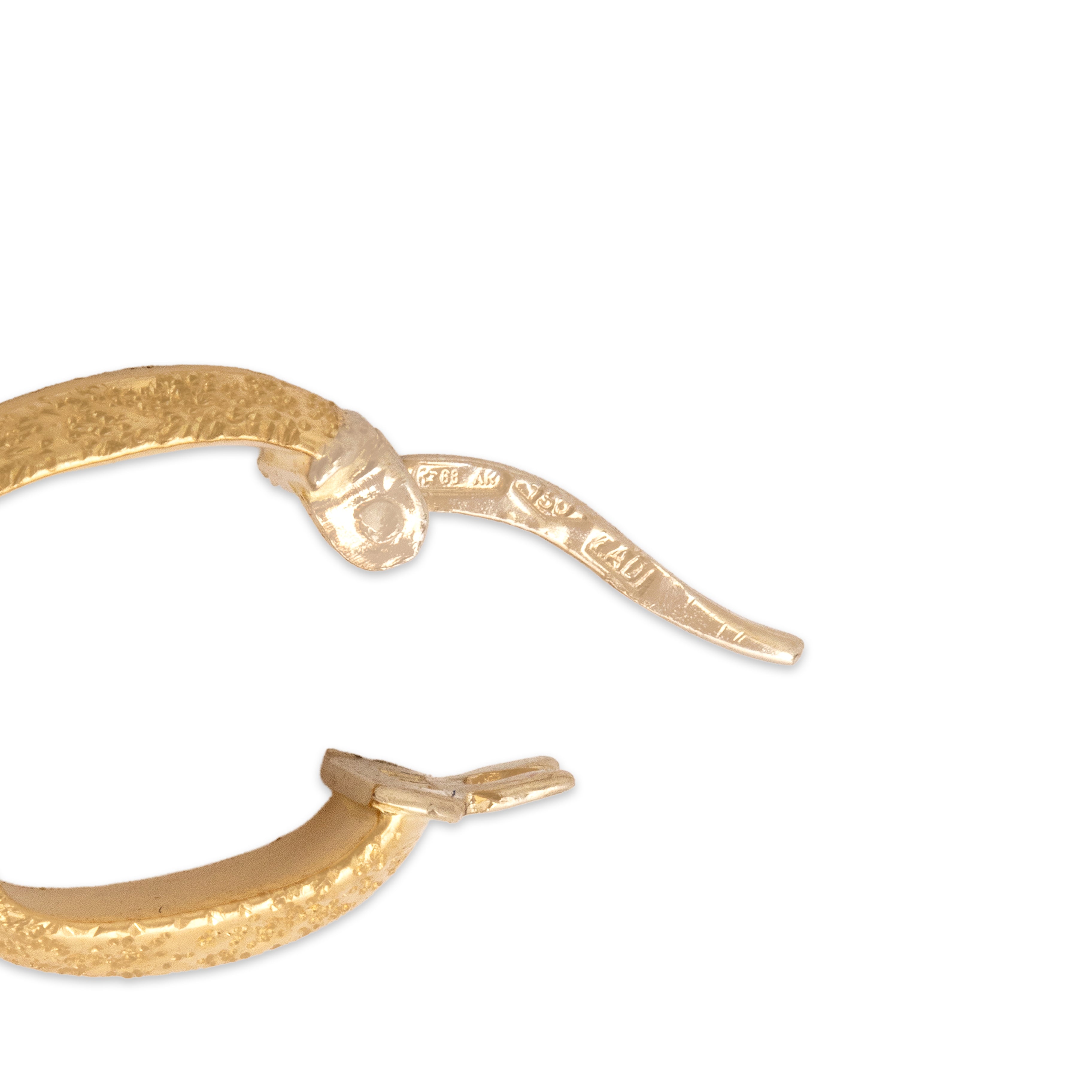 Vintage Italian Small 18k Yellow Gold Everyday Glittering Huggie Earrings - Hallmark view