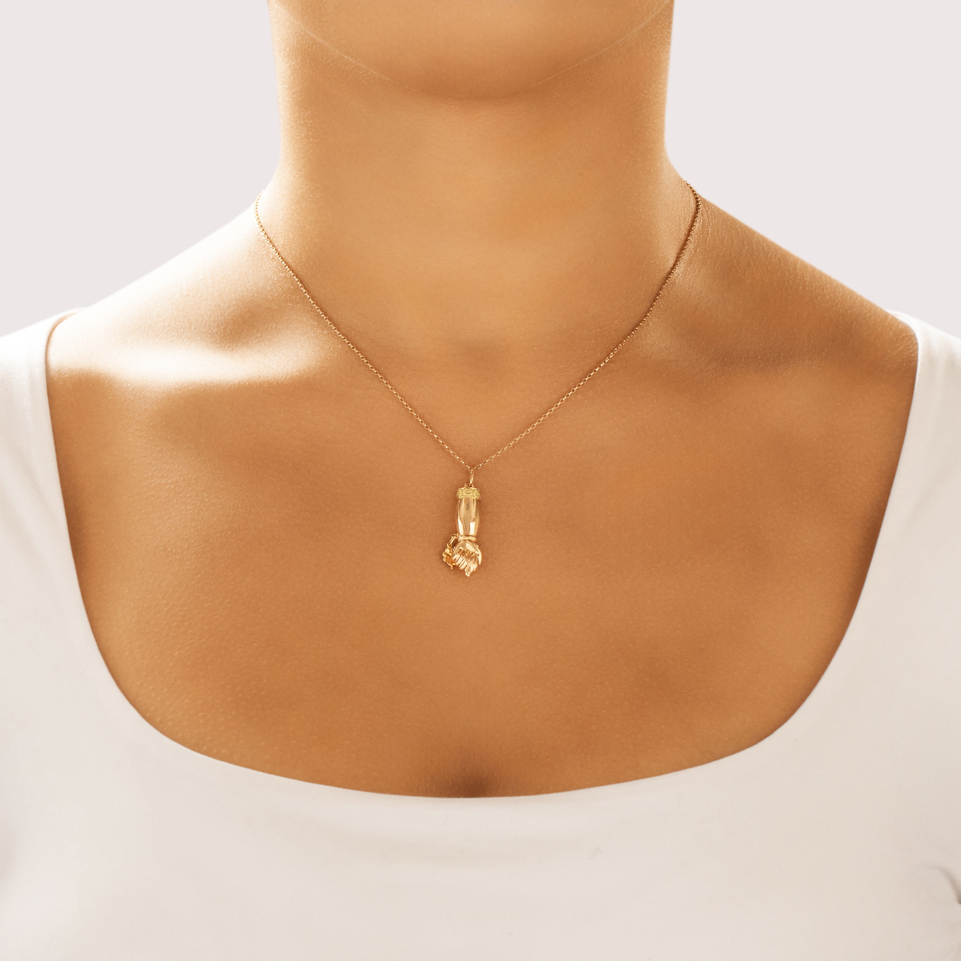 Vintage 18k Rose & Yellow Gold Fig Sign Shamrock Amulet Charm / Pendant