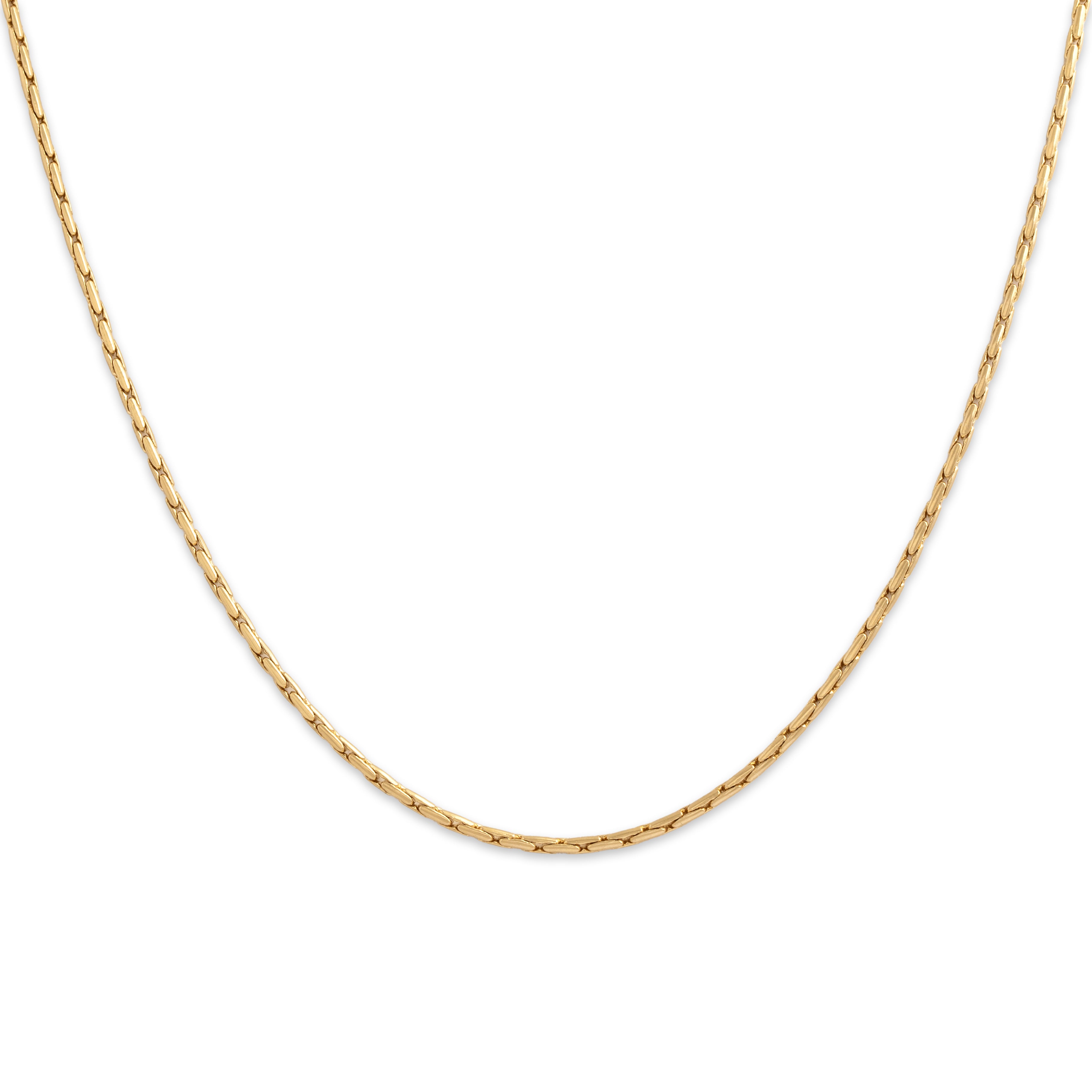 Vintage 18k Yellow Gold 1.25mm Rounded Cobra Chain - Close-up view