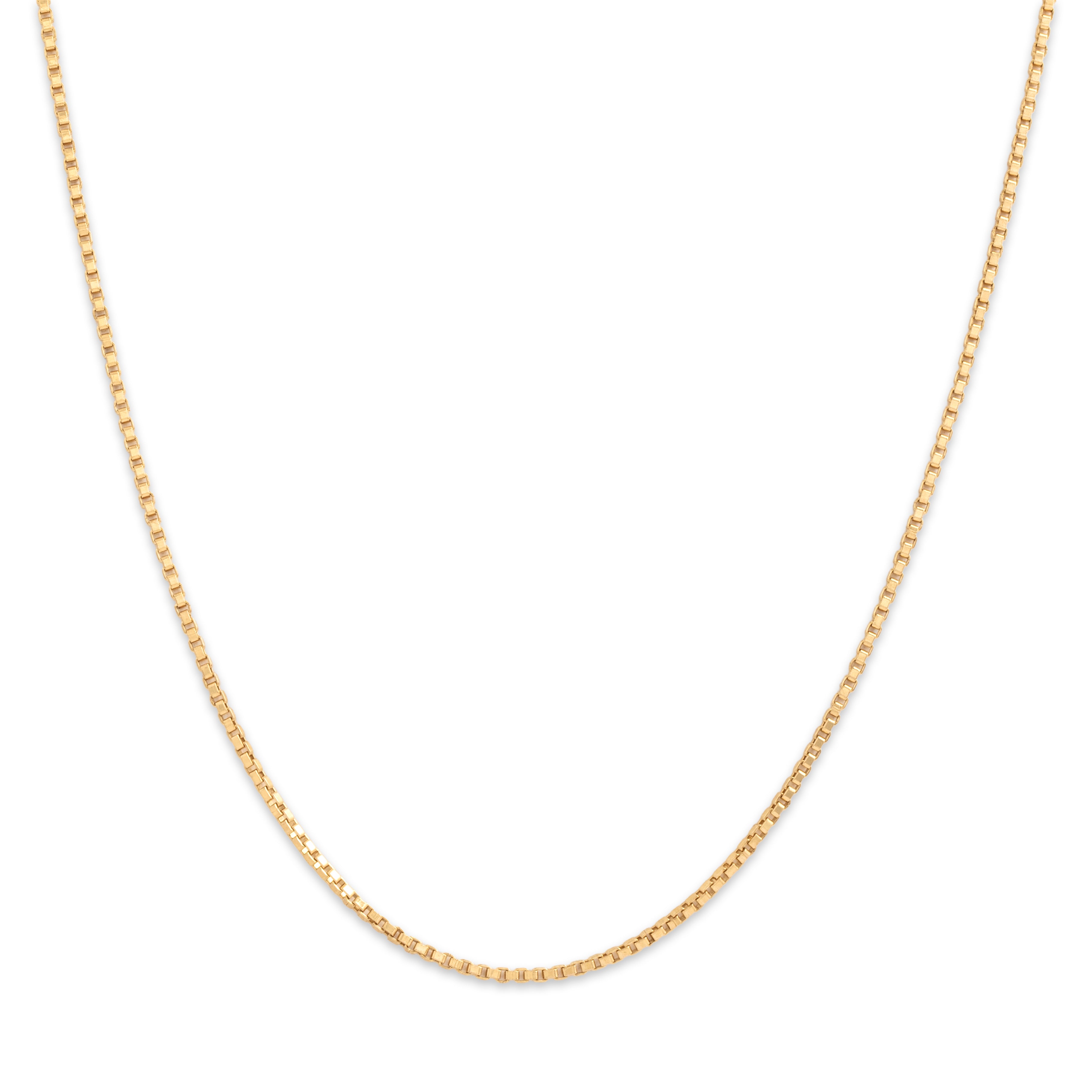 Vintage Italian 18k Yellow Gold 1.3mm Perfect Box Chain - Close-up view