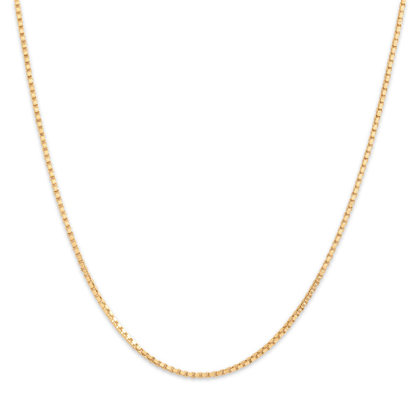 Vintage Italian 18k Yellow Gold 1.3mm Quintessential Box Chain 19.5