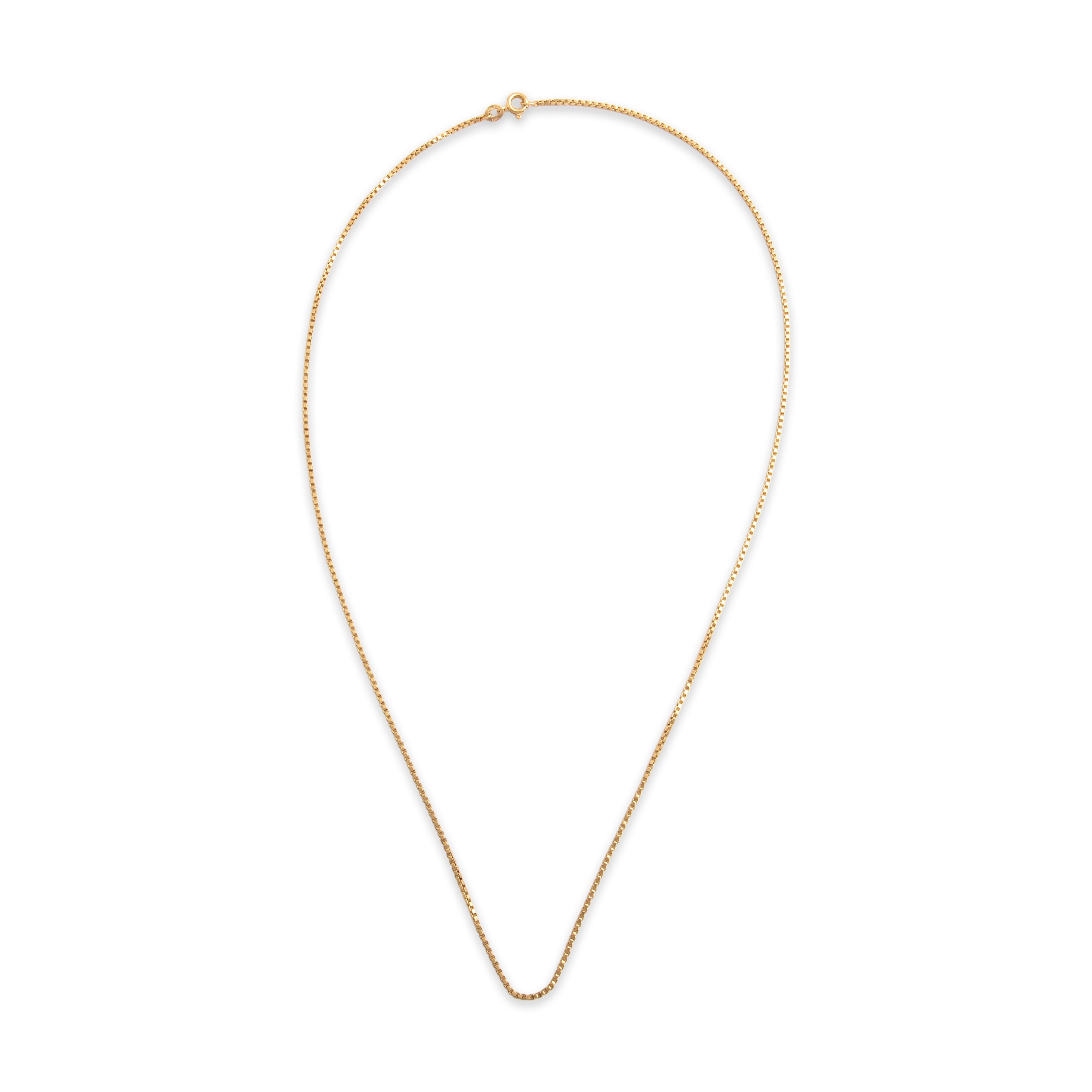 Vintage Italian 18k Yellow Gold 1.3mm Perfect Box Chain - Overall view