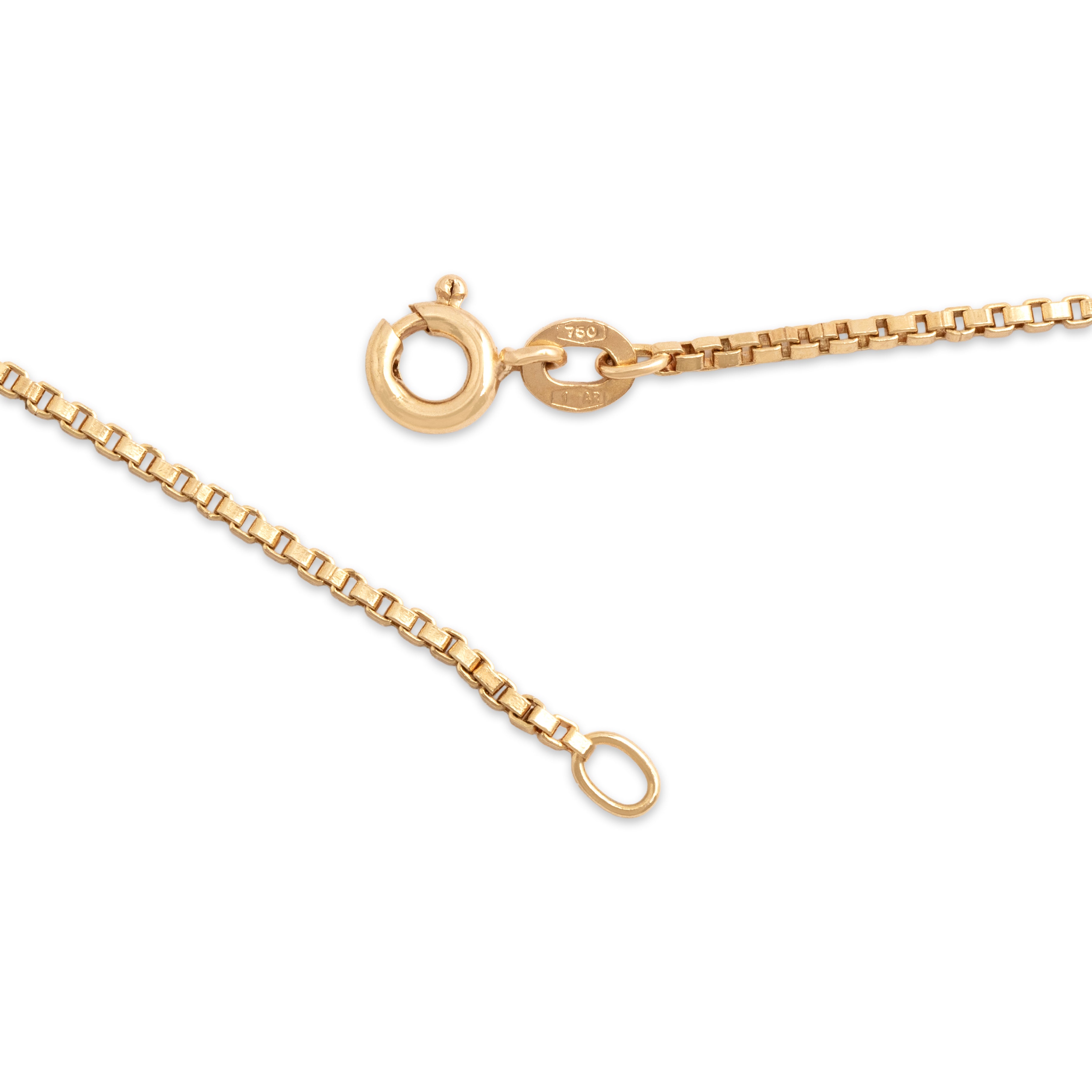 Vintage Italian 18k Yellow Gold 1.3mm Perfect Box Chain - clasp view