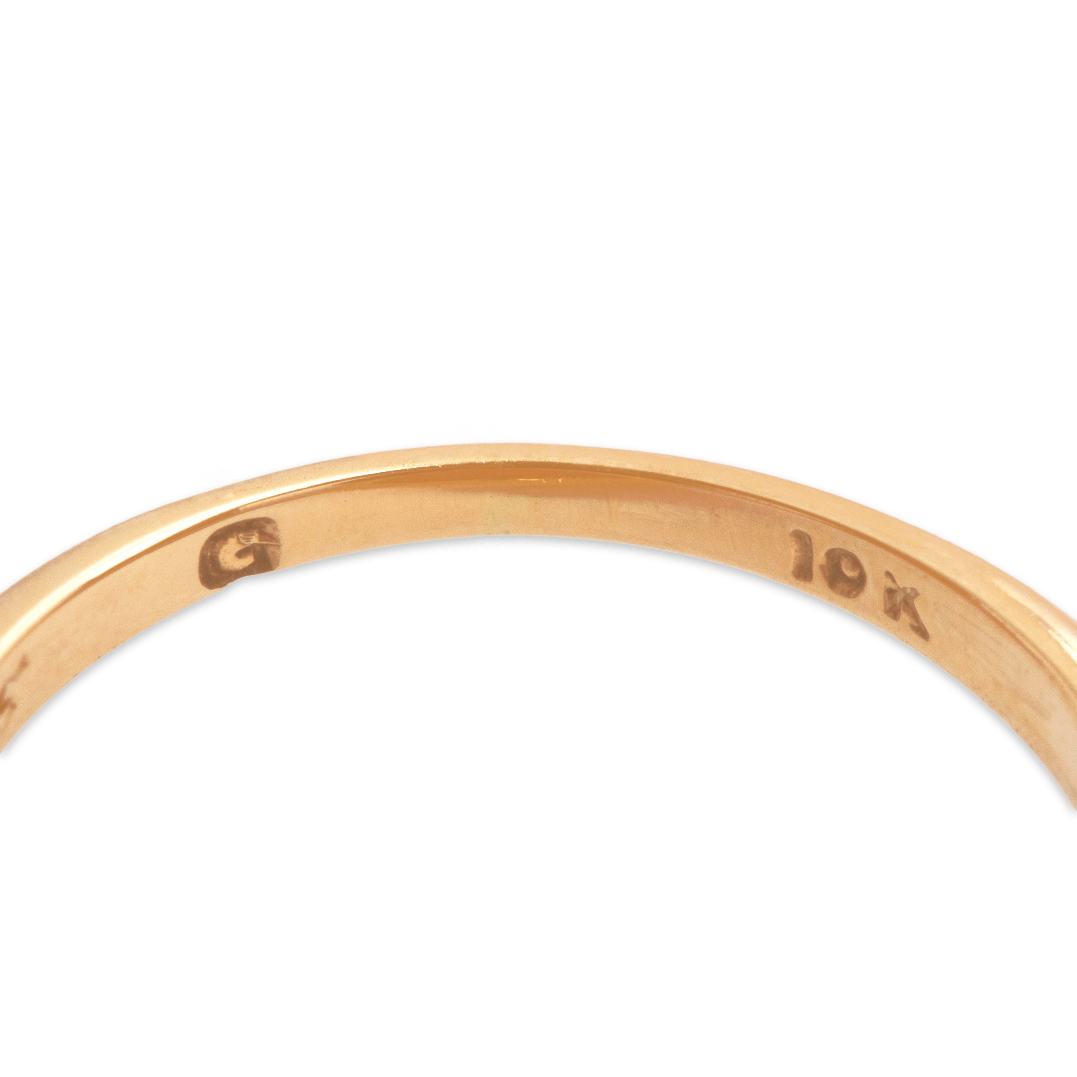 Vintage 10k Rosy Yellow Gold Shell Framed Elegant Camo Ring - Hallmark view