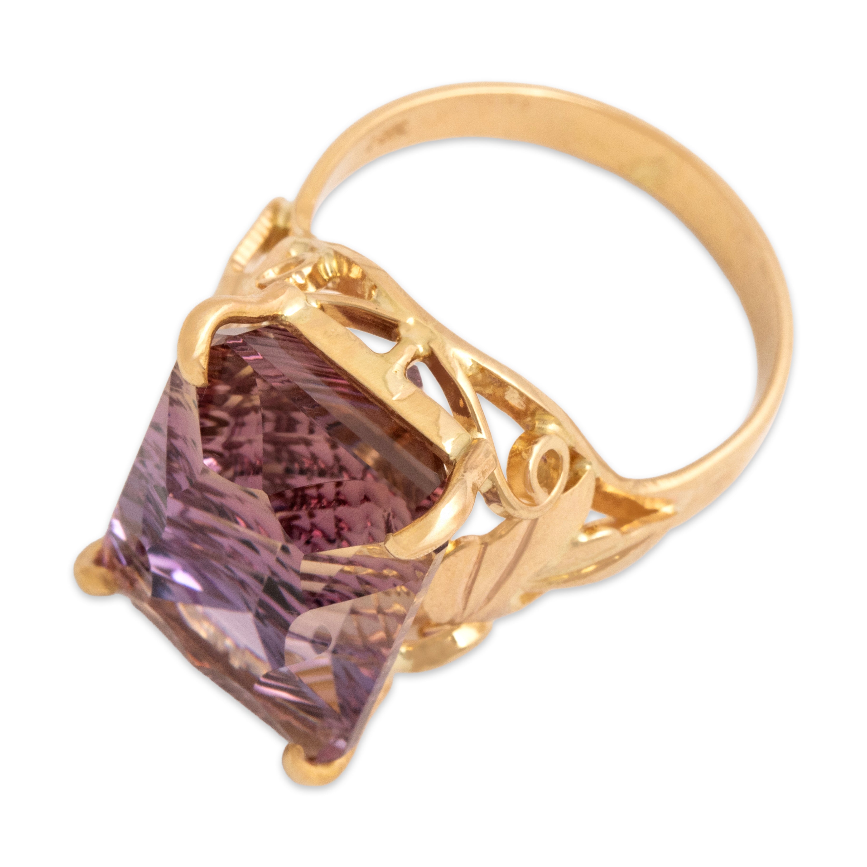 Vintage 14k Yellow Gold 10.6ct Ametrine Mesmerizing Fancy-Cut Cocktail Ring - Overall view