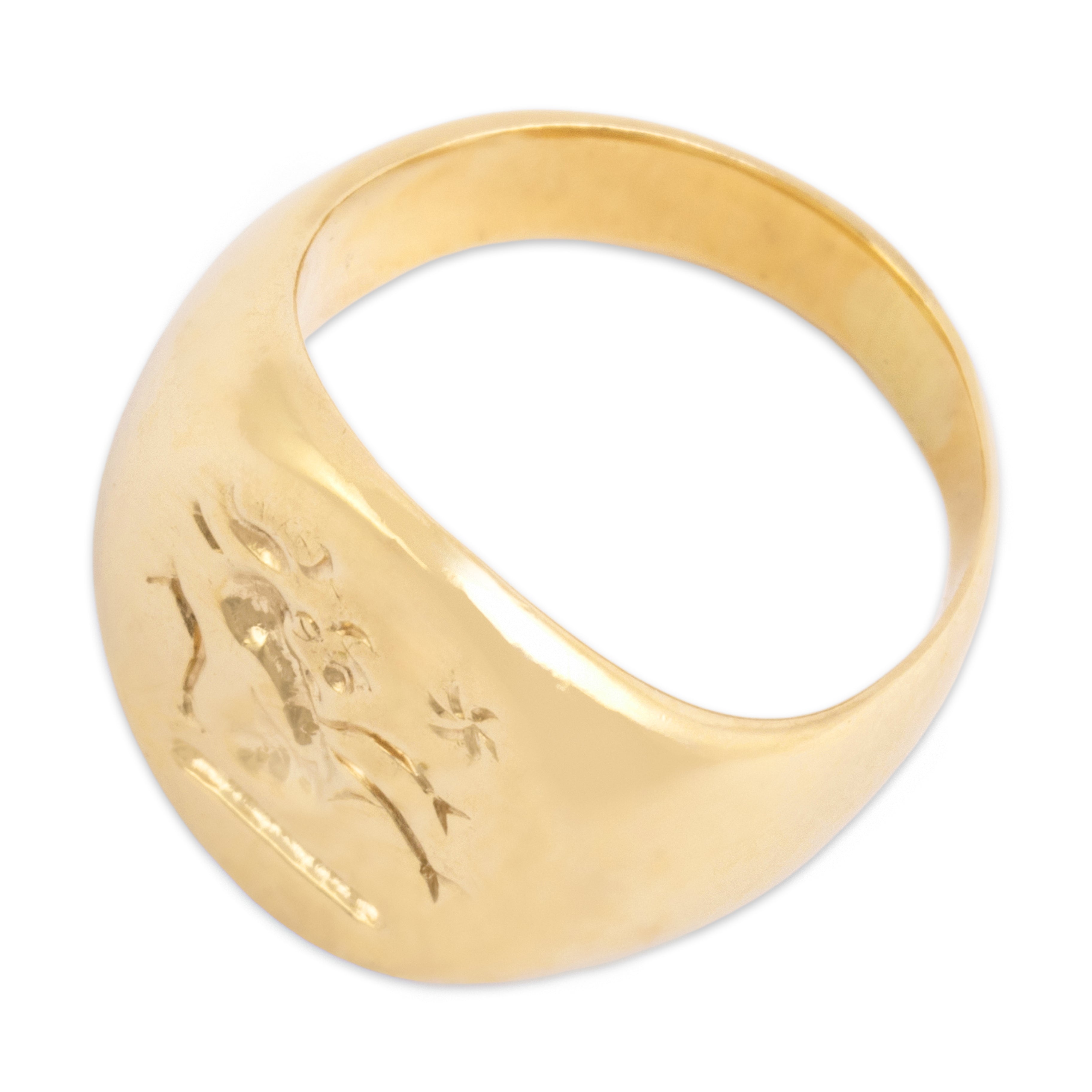 Vintage 14k Yellow Gold Mystical Capricorn Seagoat Signet Ring 5.00