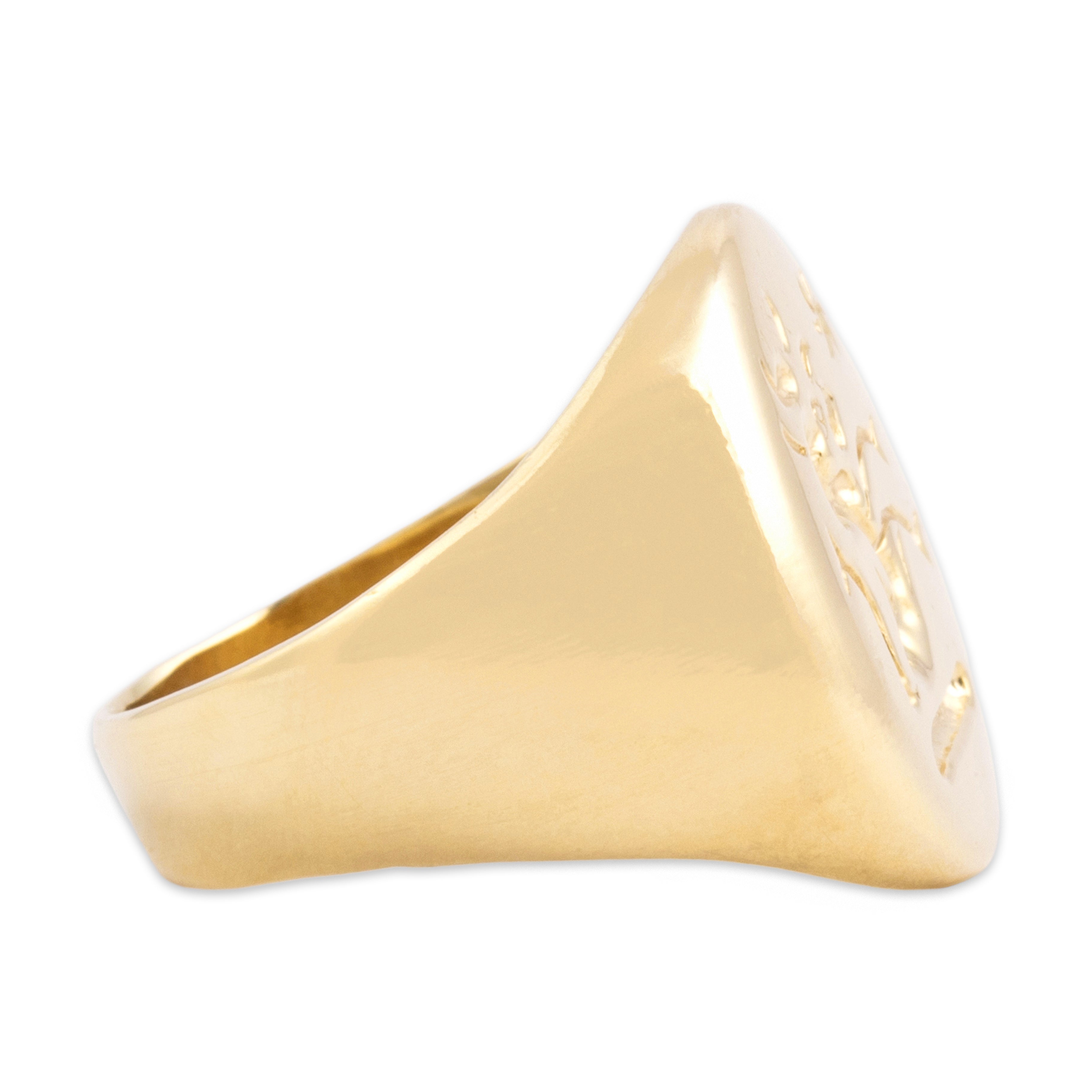 Vintage 14k Yellow Gold Mystical Capricorn Seagoat Signet Ring 5.00
