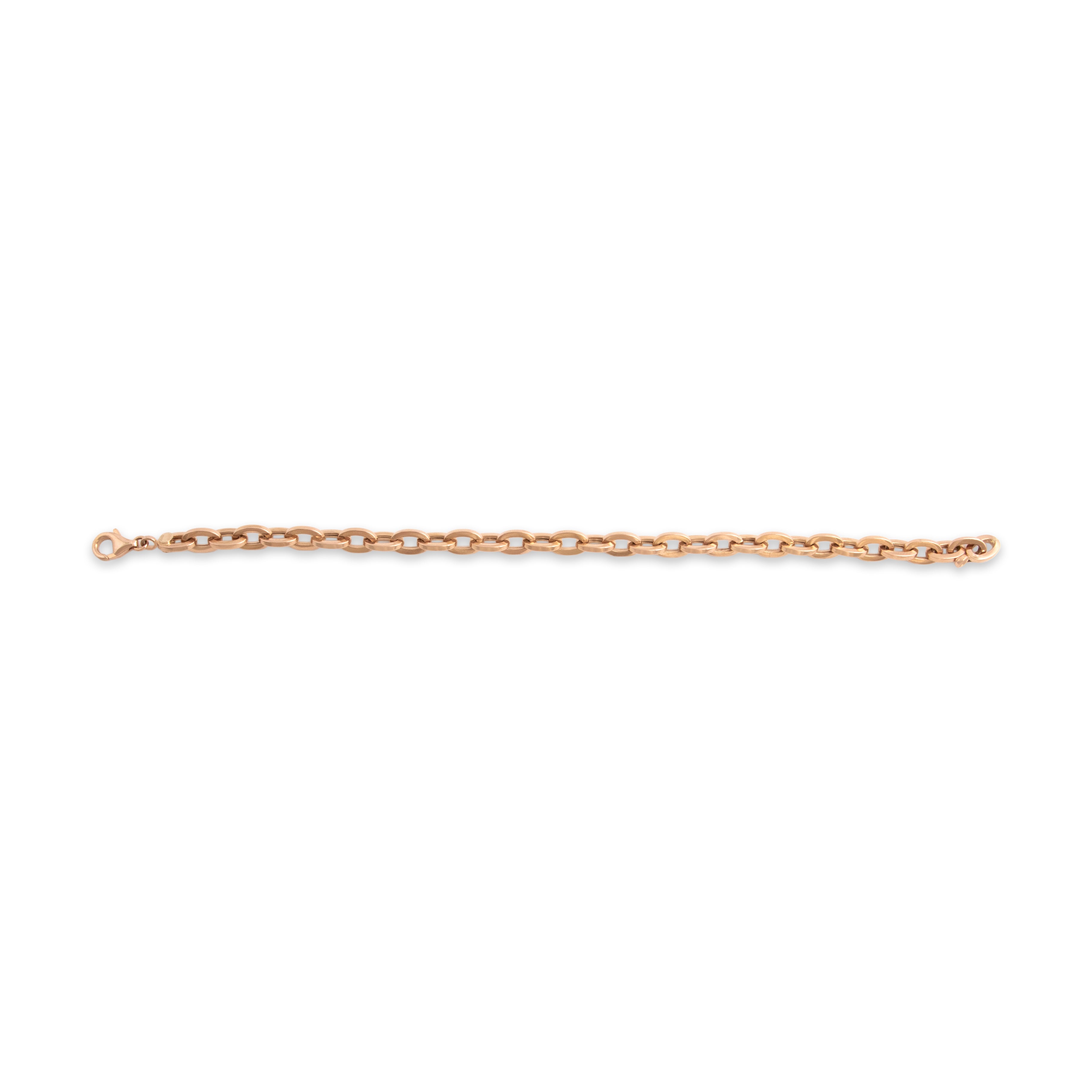 Estate Italian 14k Rose Gold Classic Oval Cable Link Bracelet 7.5
