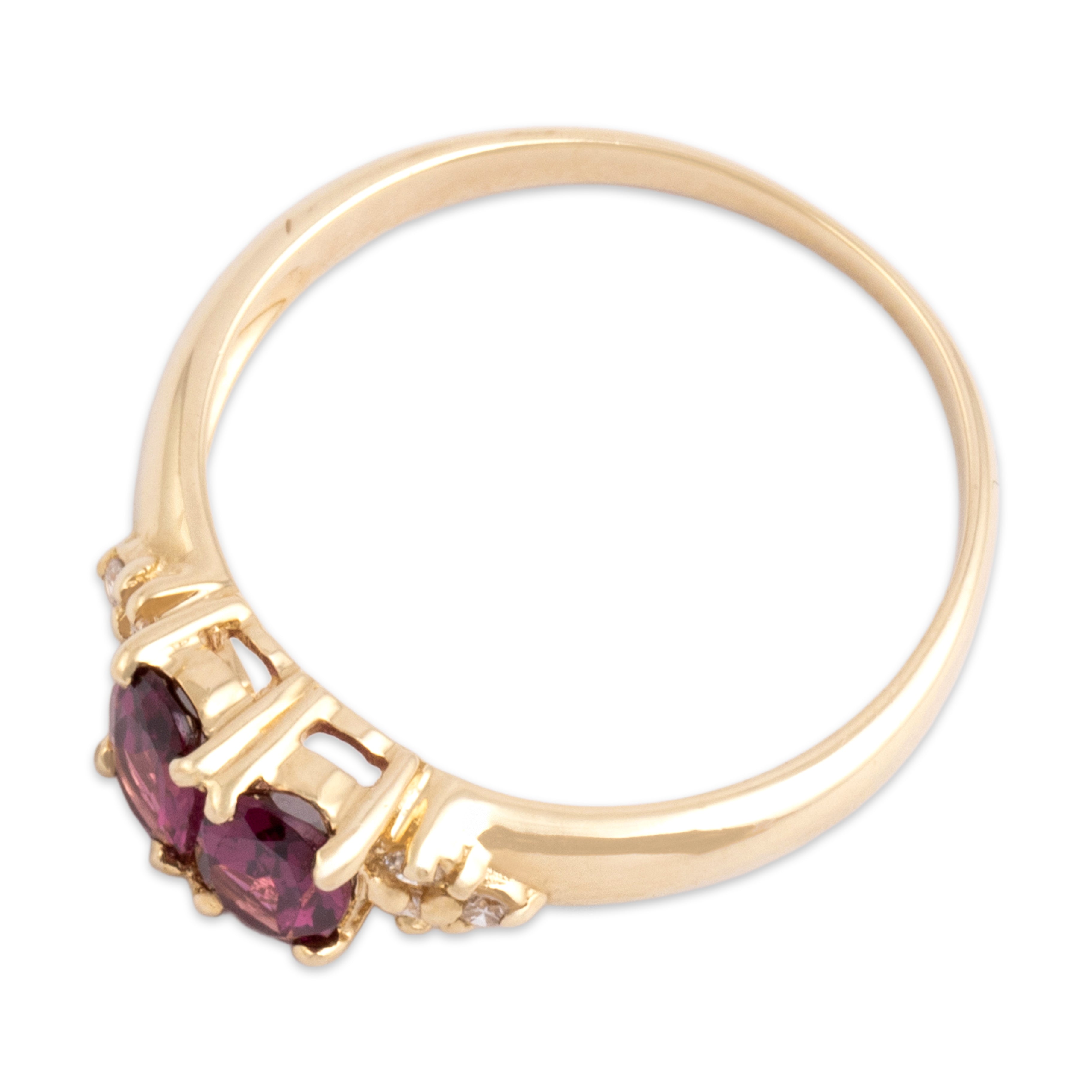 Vintage 14k Yellow Gold .81cttw Pink Garnet Diamond Bright Oval Duo Ring 7.00