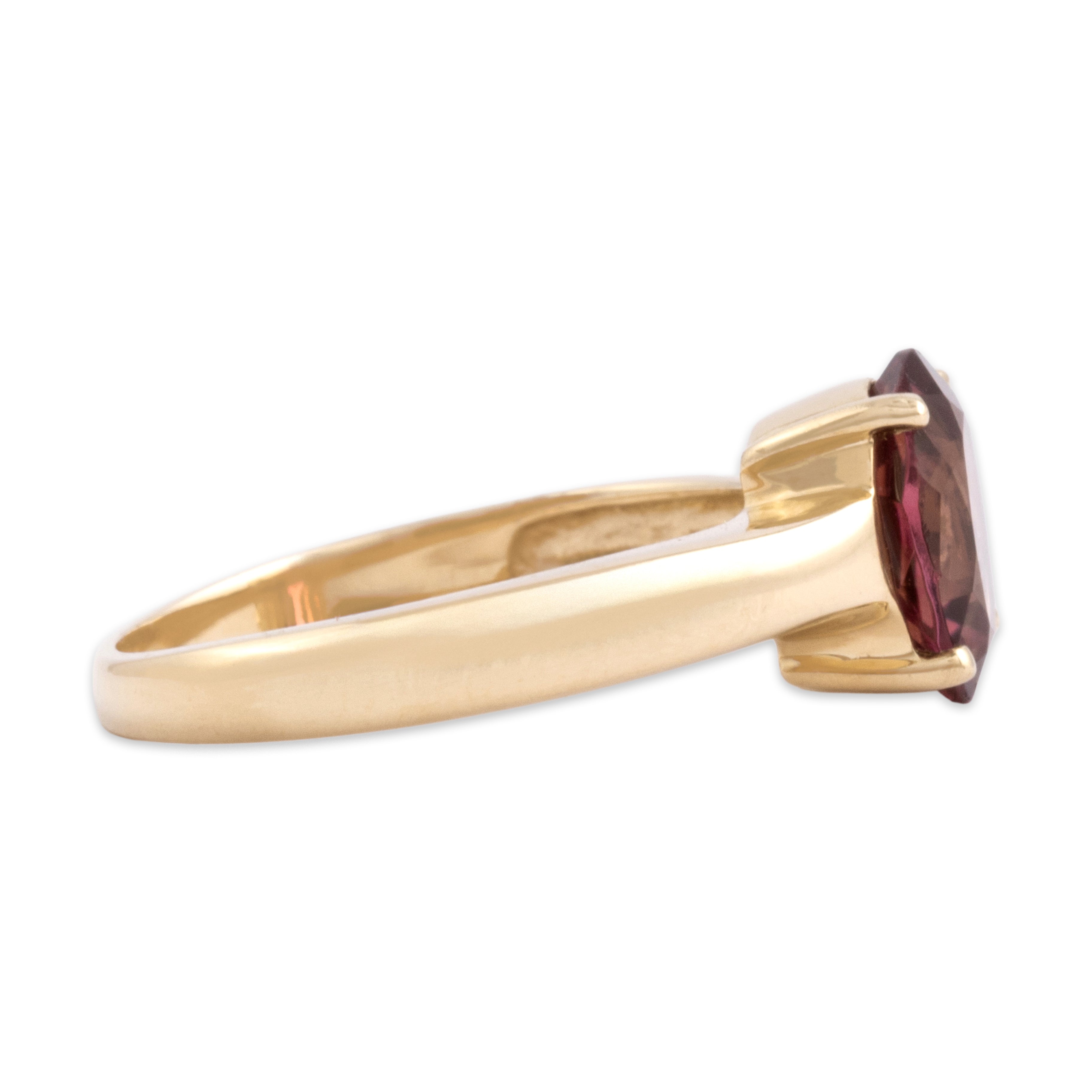 Vintage 14k Yellow Gold 1.66ct Pink Tourmaline Elegant Vibrant Solitaire Ring 5.75