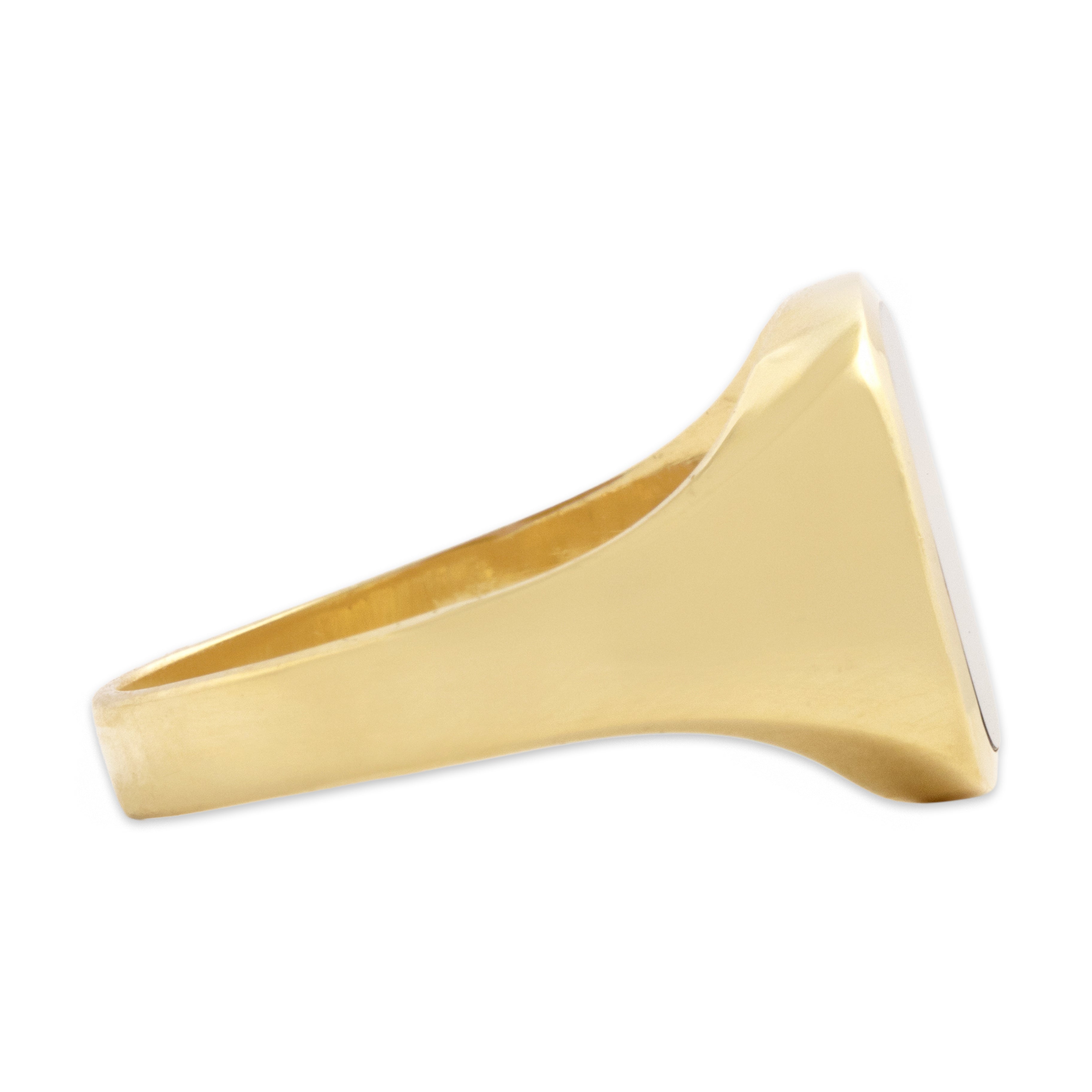 Vintage Dutch 14k Yellow Gold Onyx Bold Gleaming Signet Ring - Side view
