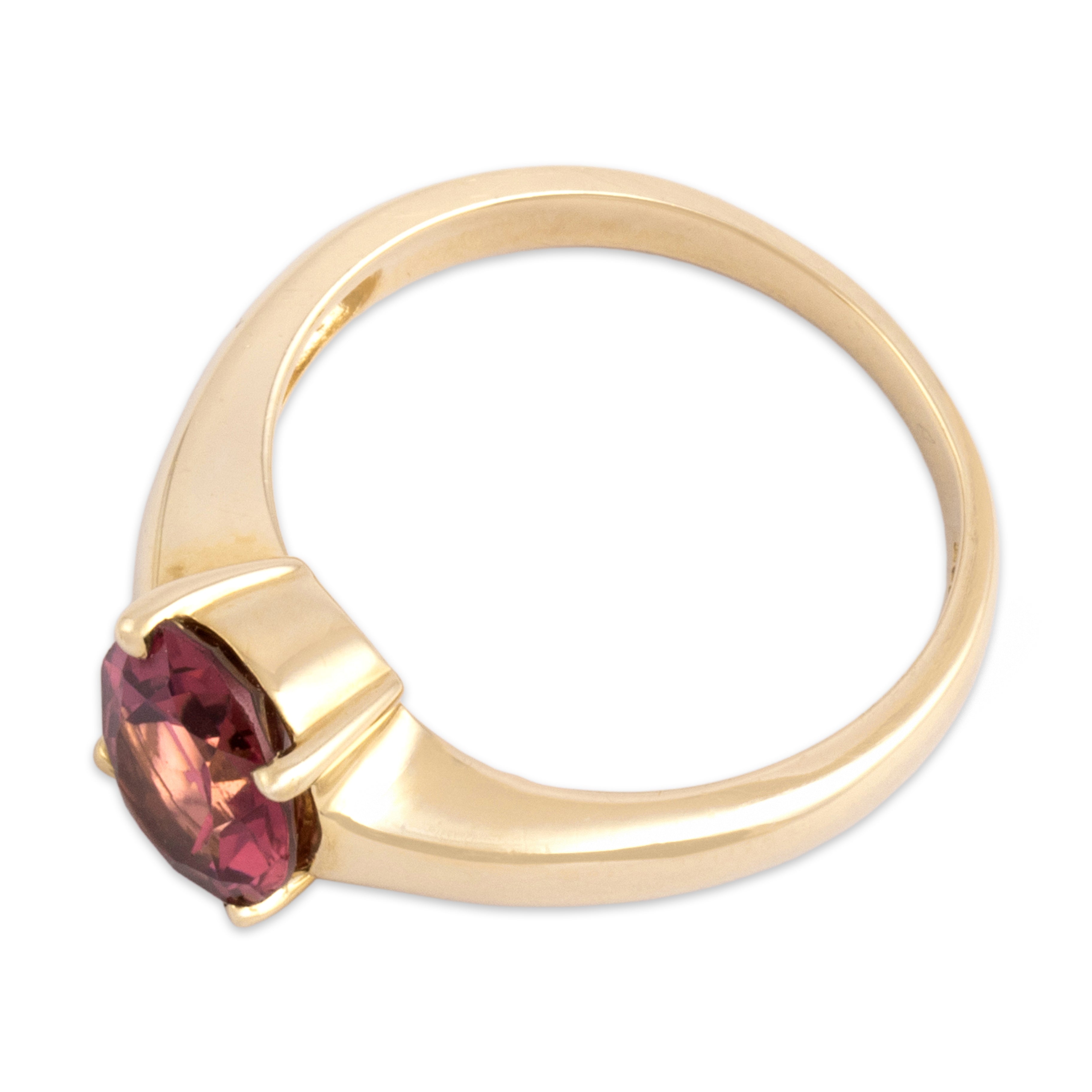 Vintage 14k Yellow Gold 1.66ct Pink Tourmaline Elegant Vibrant Solitaire Ring 5.75